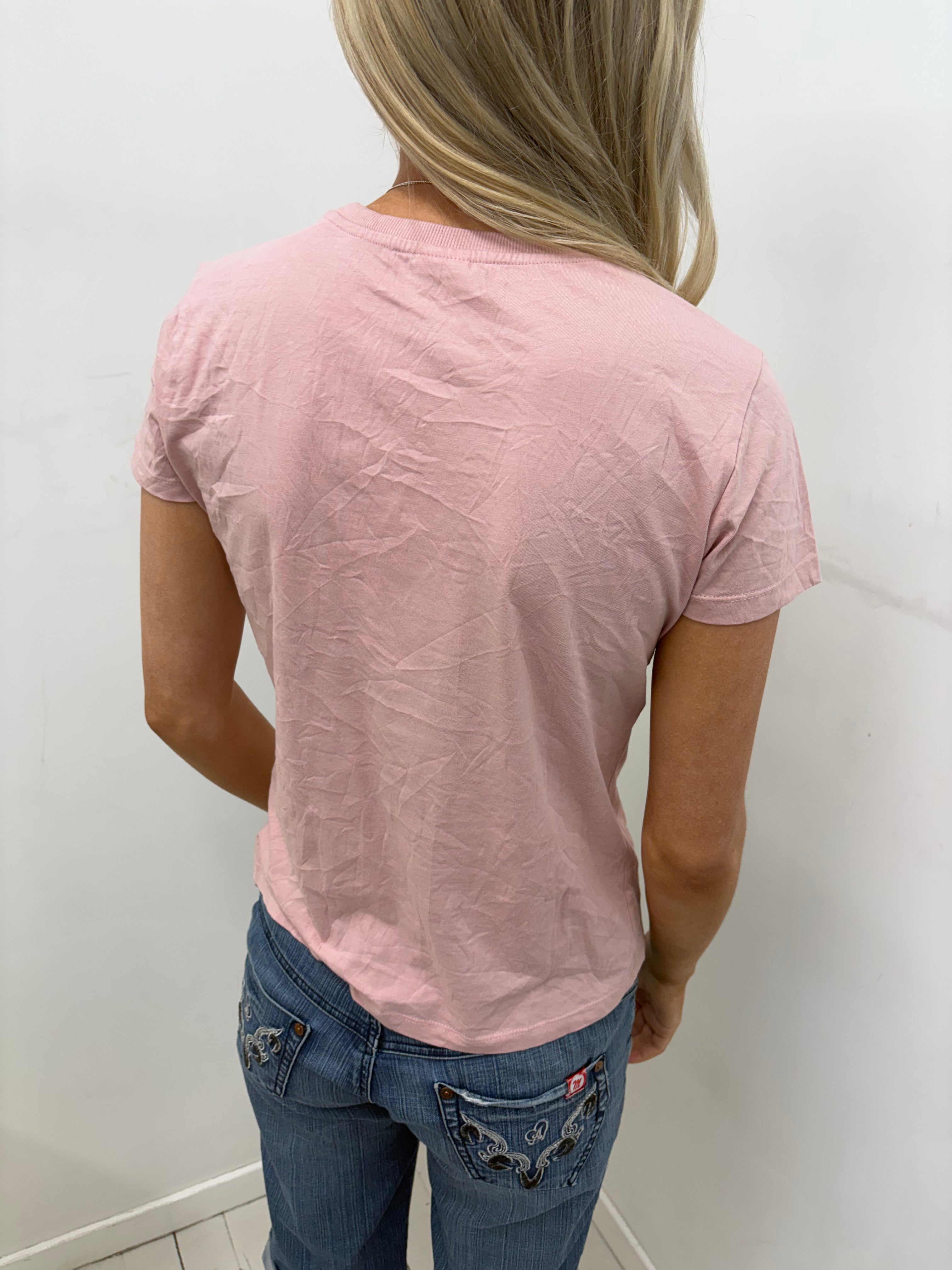 Pink Graphic Tee with Blue and Pink Disney Characters