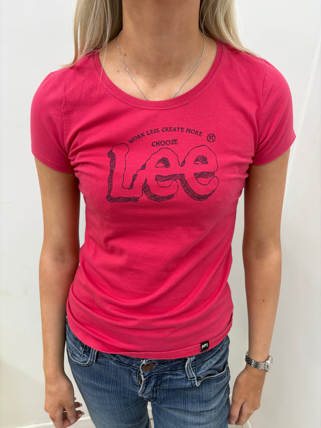 Lee Hot Pink Logo Baby Tee