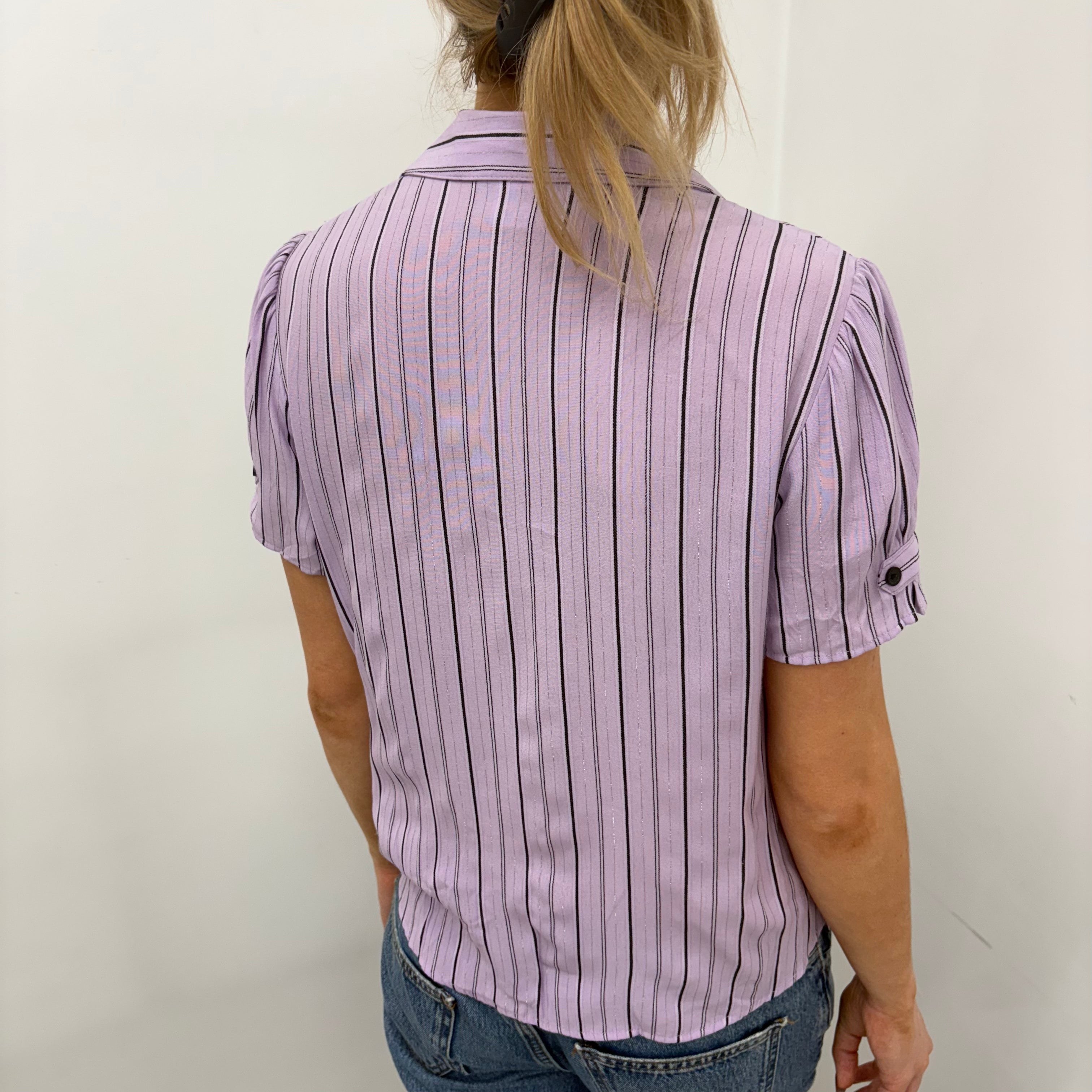 Lilac Glitter Stripe Blouse with Tank underneath