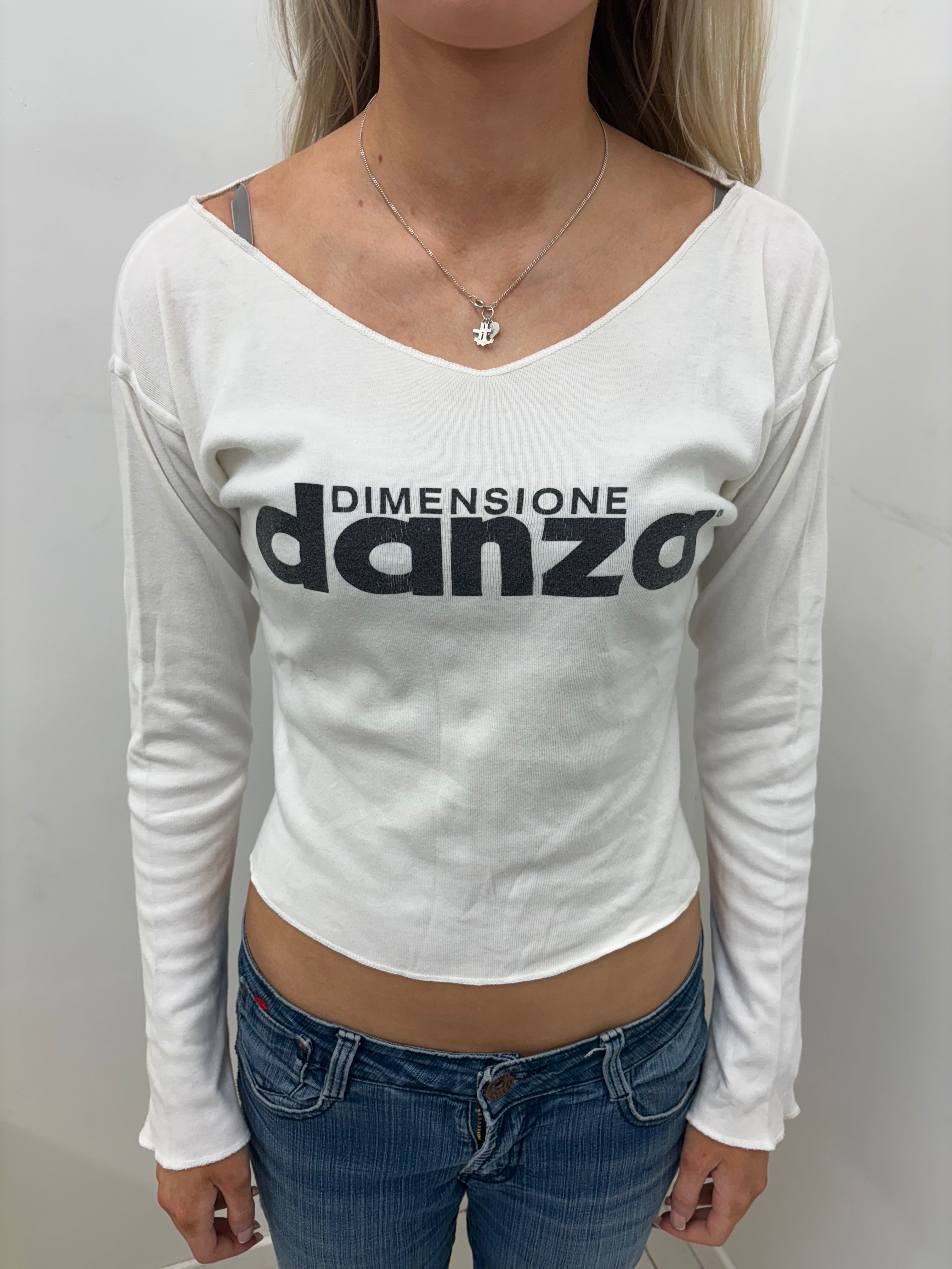 White "Dimensione Danza" Logo Crop Top