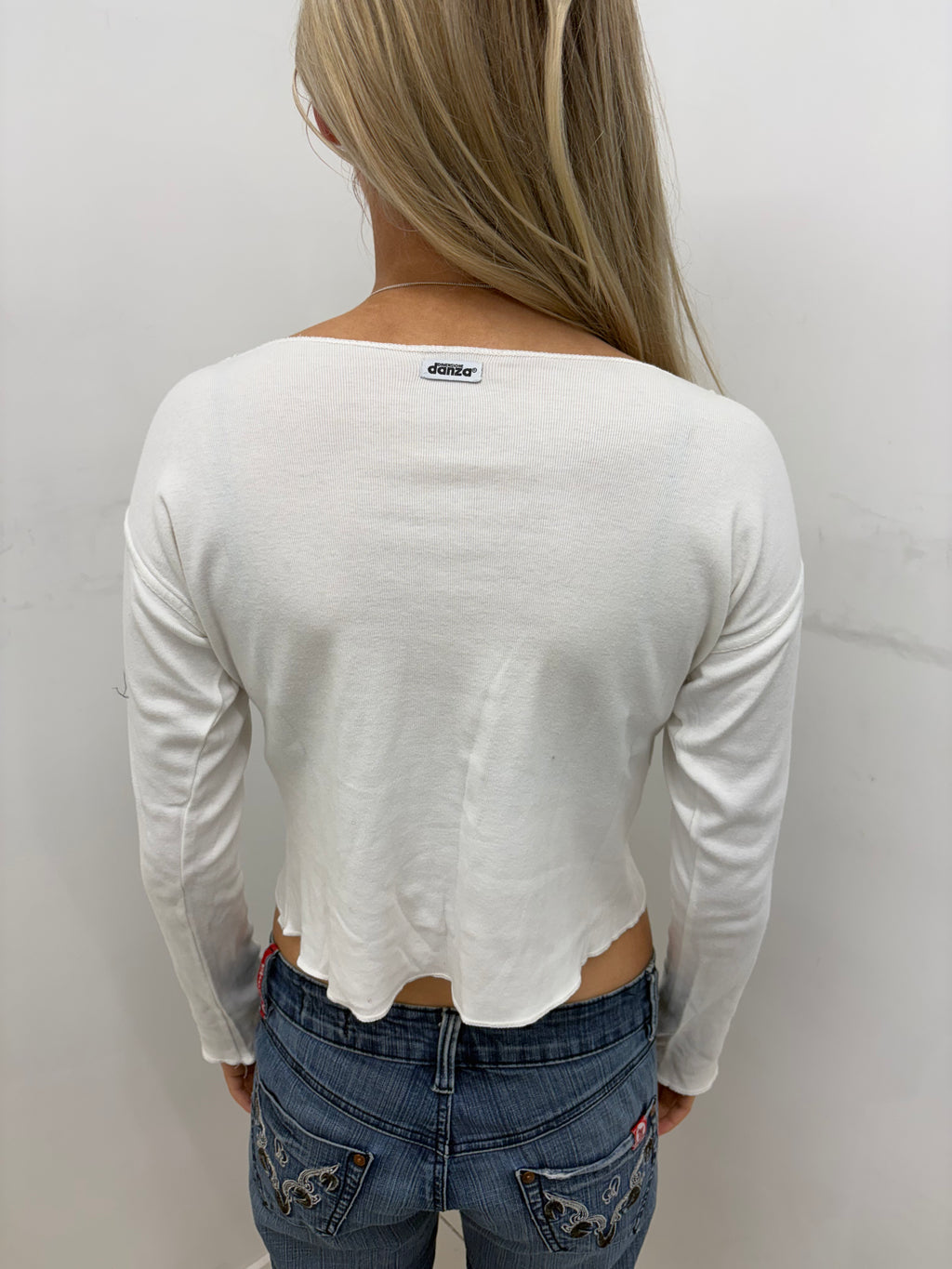 White "Dimensione Danza" Logo Crop Top