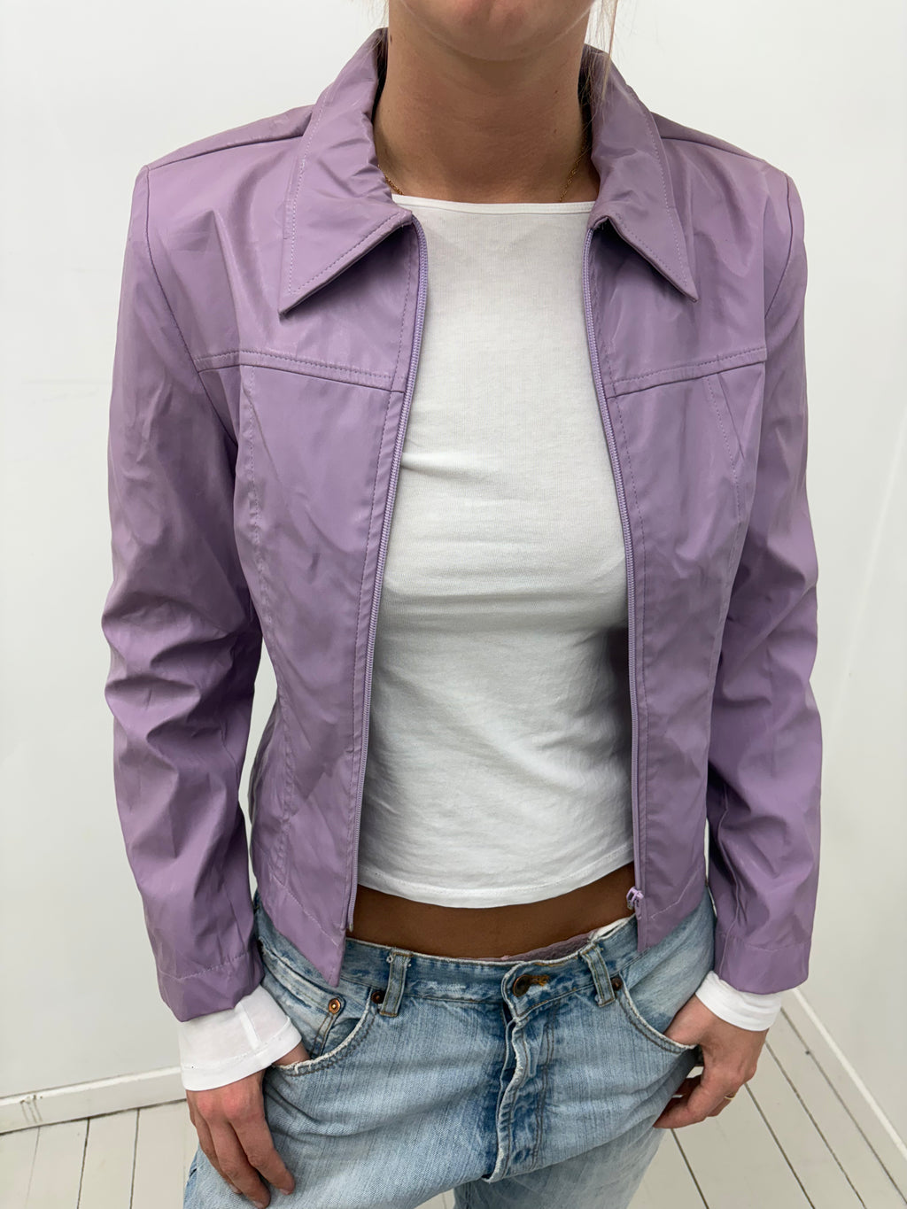 Purple Y2K Zip-Front Jacket