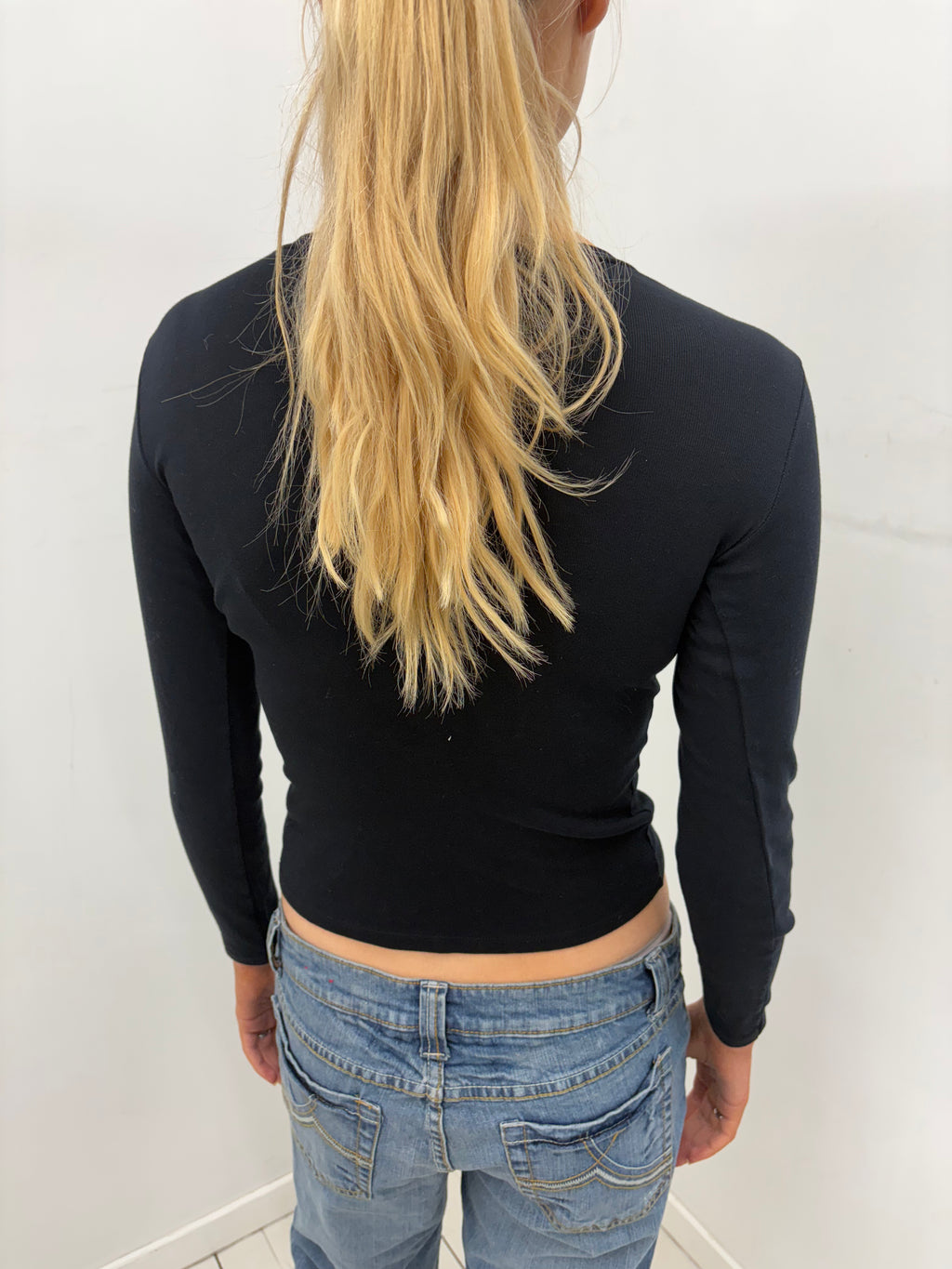 Black Sequin Parrot Long Sleeve Top