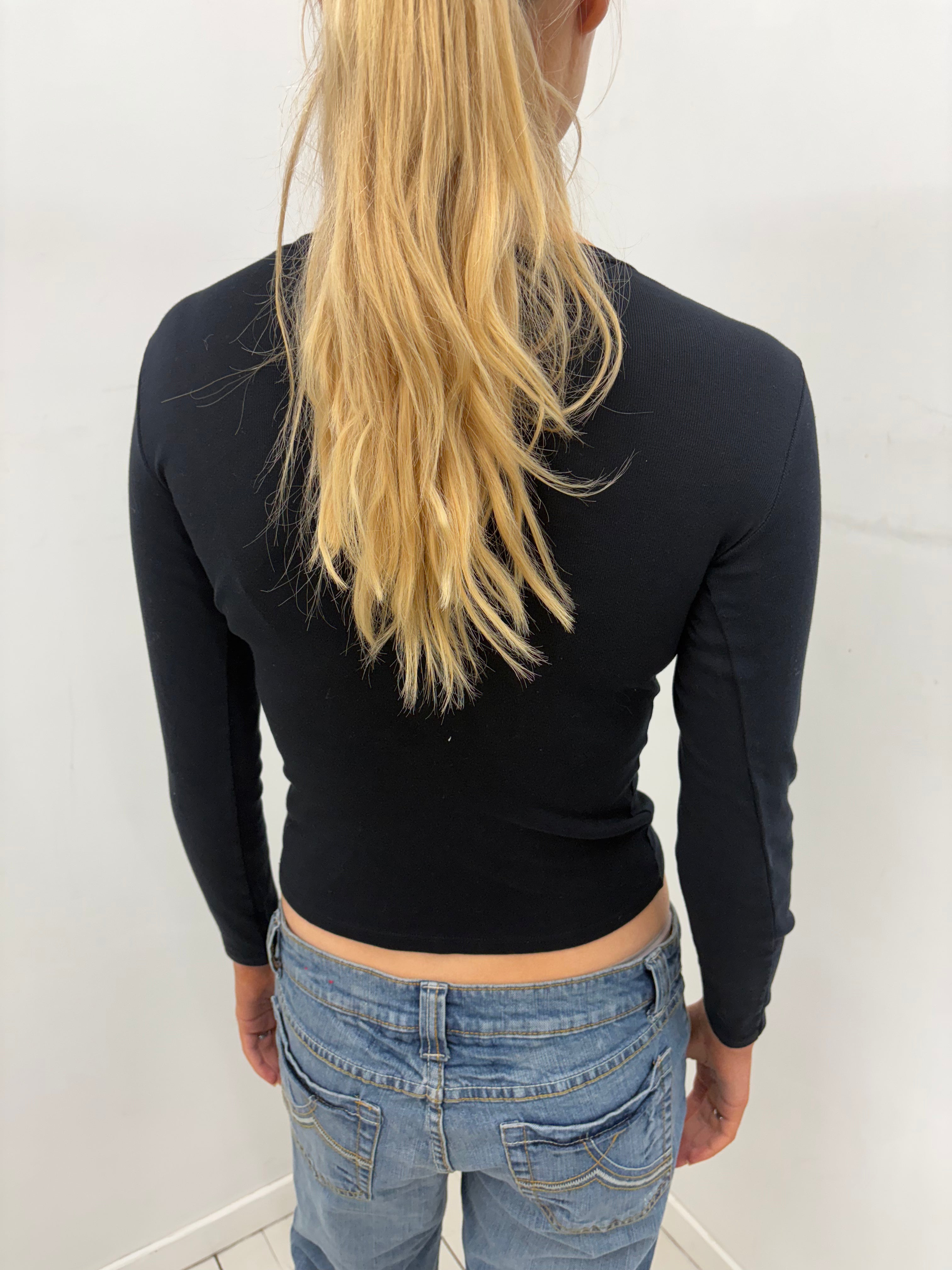 Black Sequin Parrot Long Sleeve Top