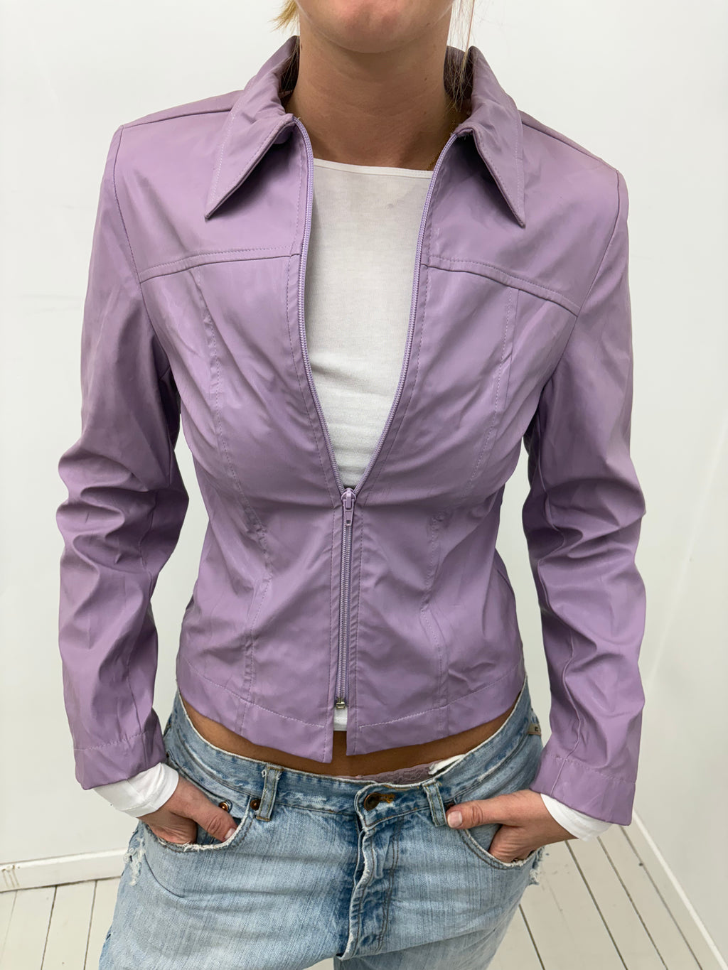 Purple Y2K Zip-Front Jacket