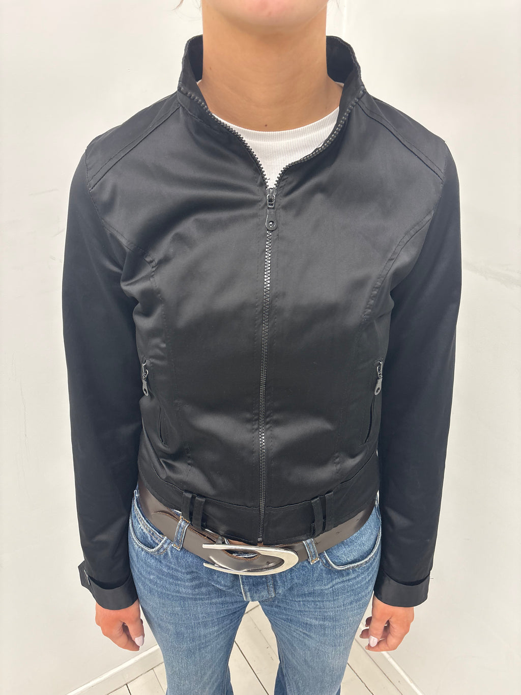 Black Belted Zip Jacket