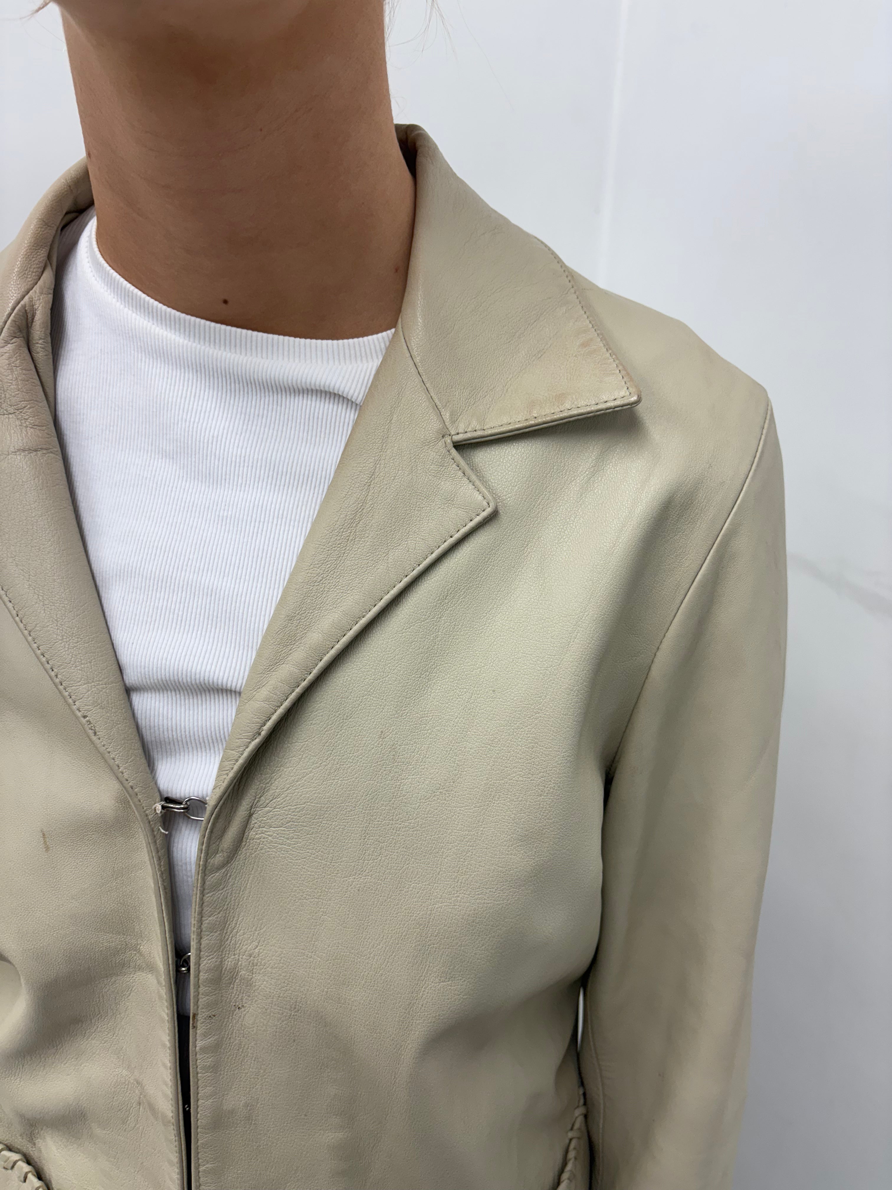 Vintage Beige Leather Jacket