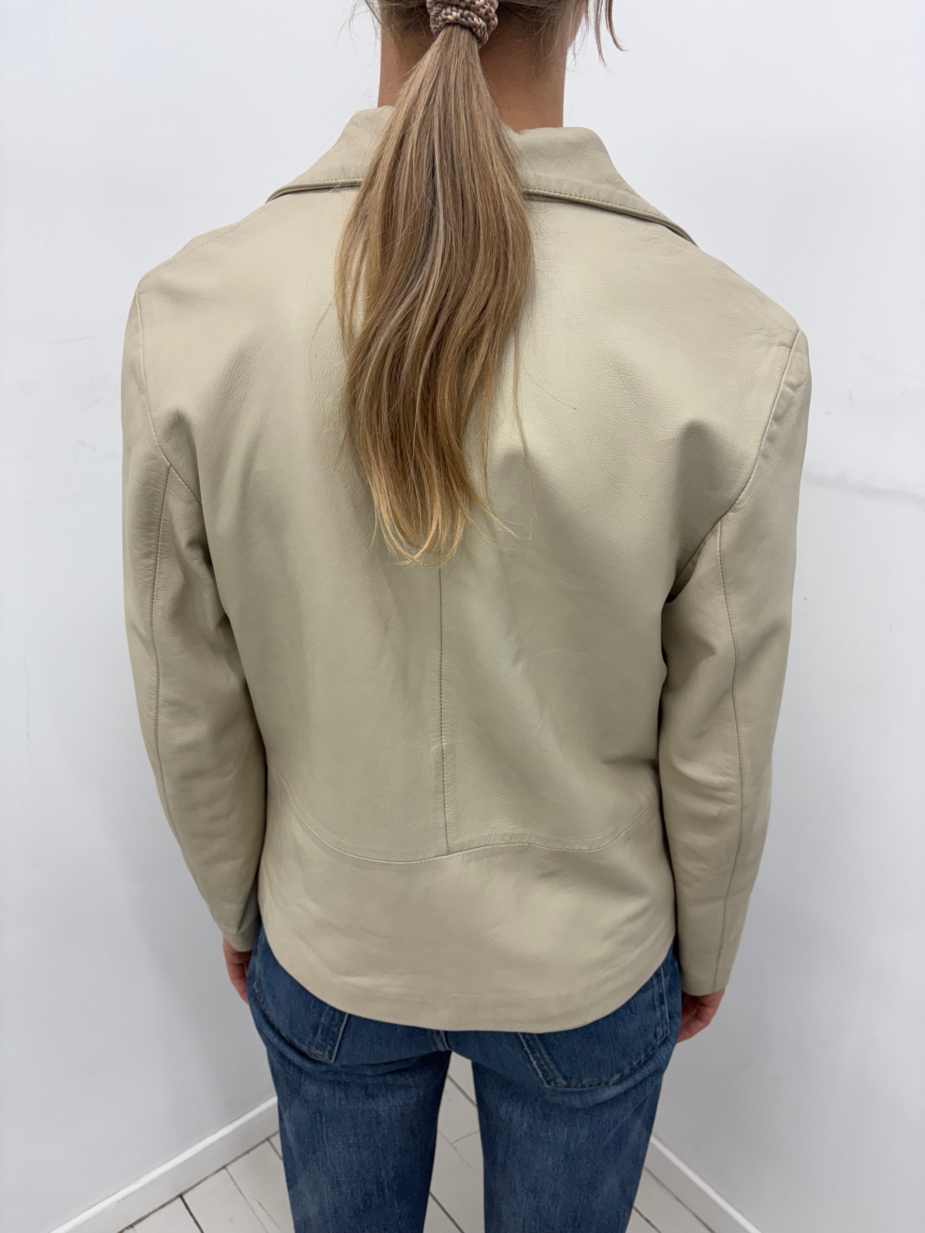 Vintage Beige Leather Jacket