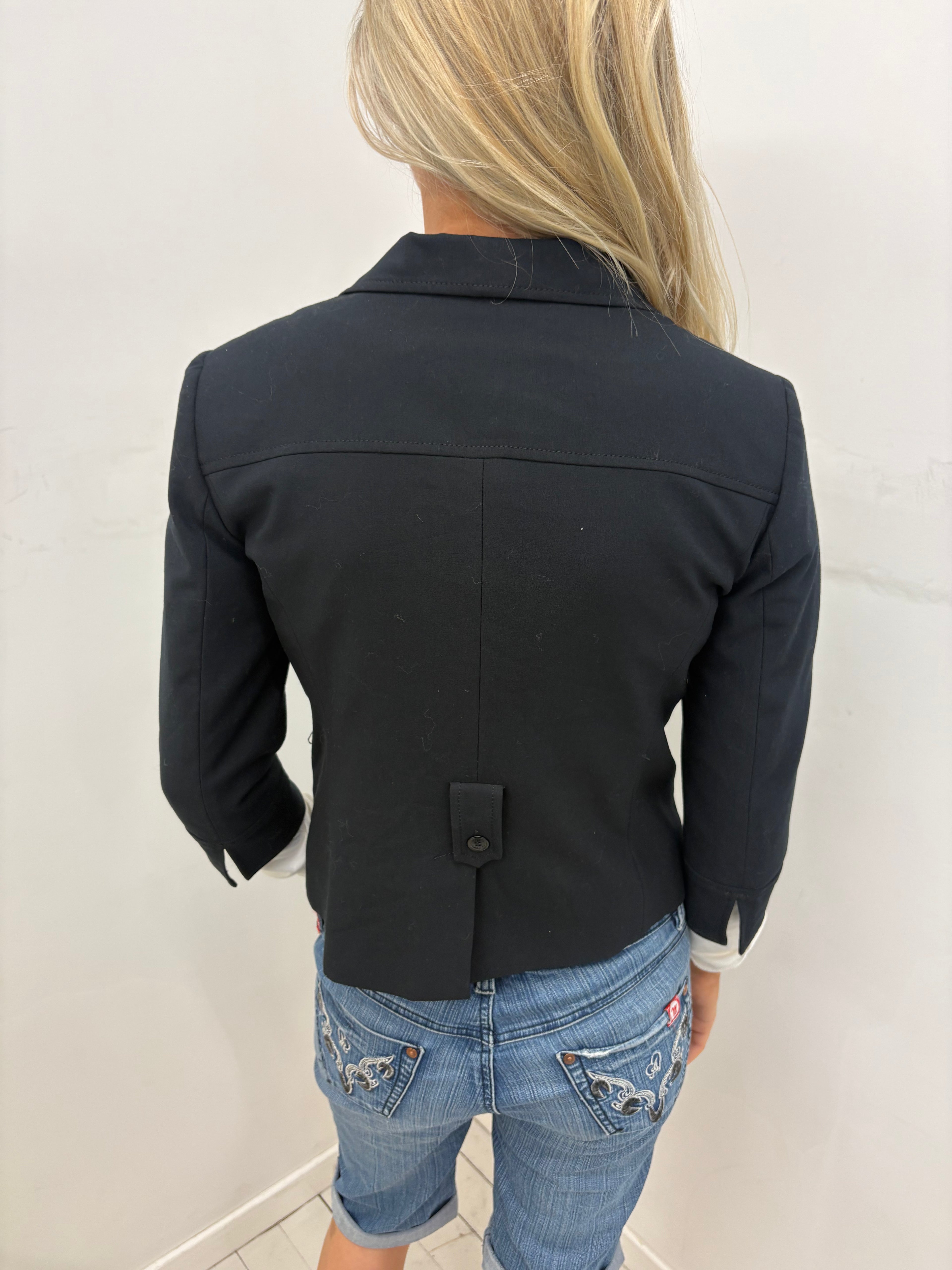 Black Tailored Blazer with Mismatched Pocket Detail