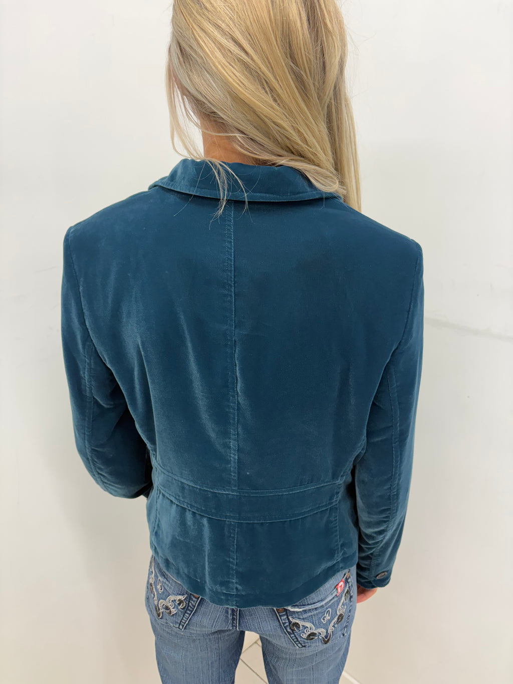 Esprit Teal Velvet Jacket with Four Pockets