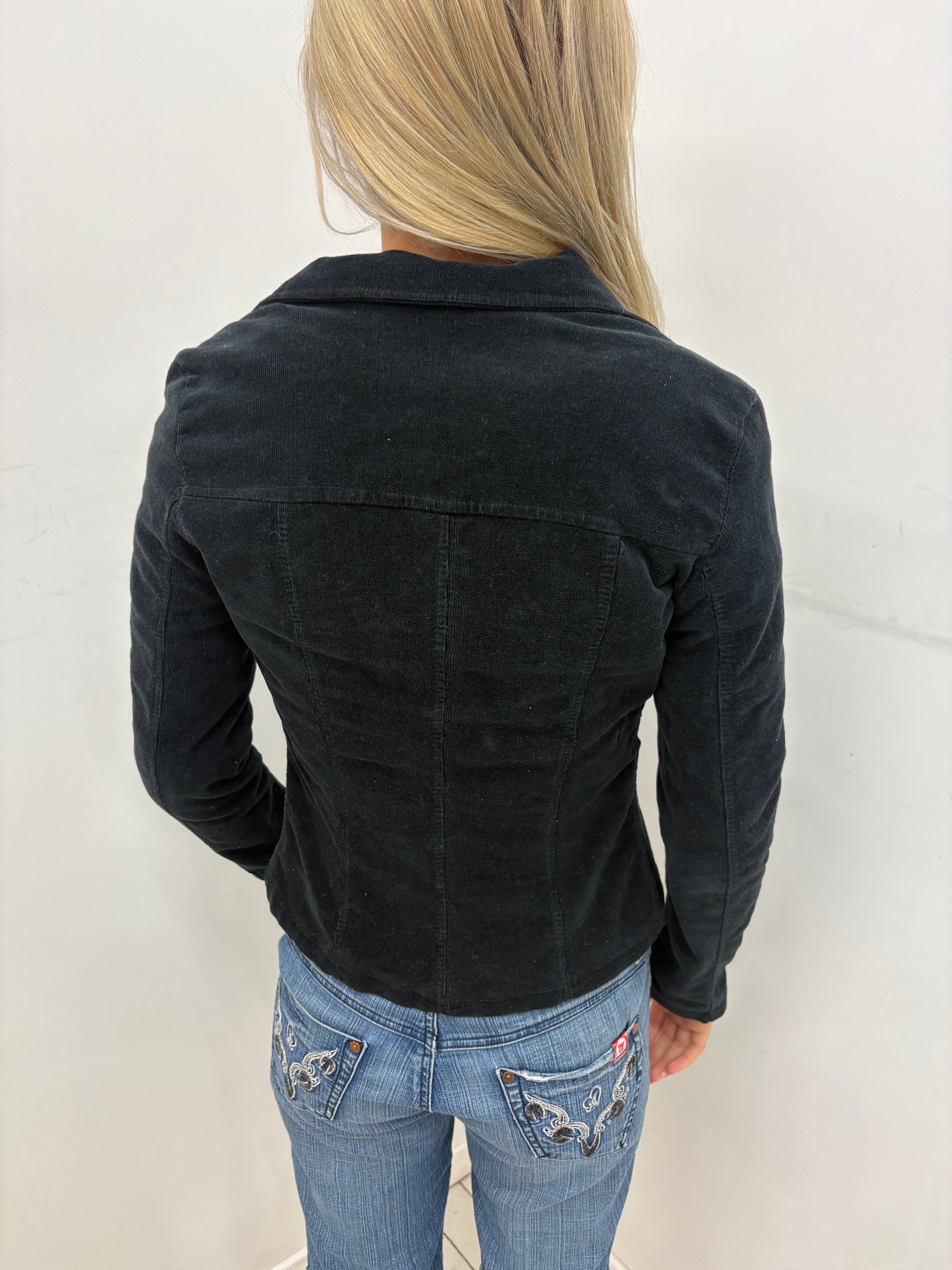 Black Corduroy Blazer with Patch Pockets