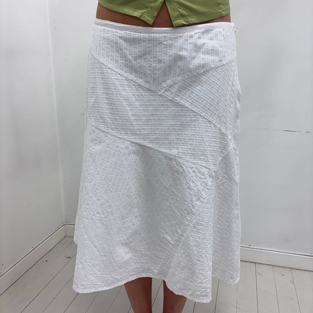 White Panelled A-Line Skirt