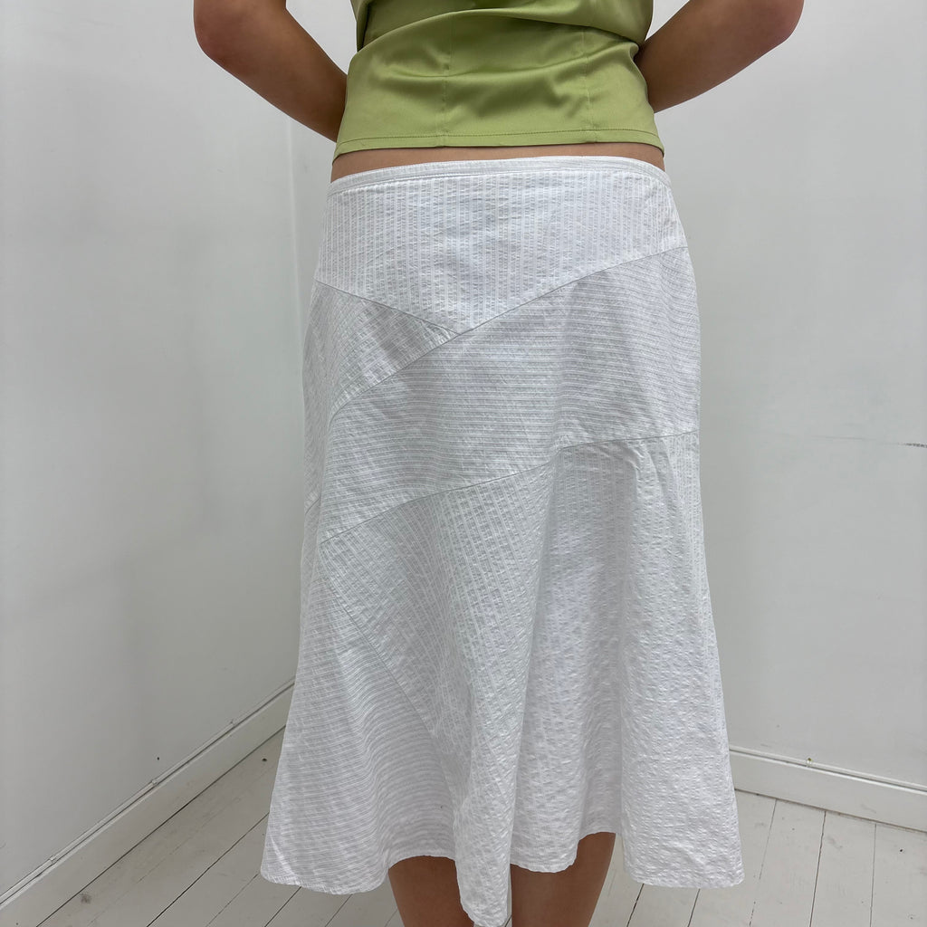 White Panelled A-Line Skirt