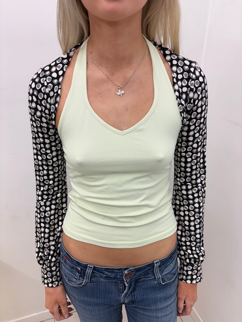 Black & White Polka Dot Cropped Bolero Shrug