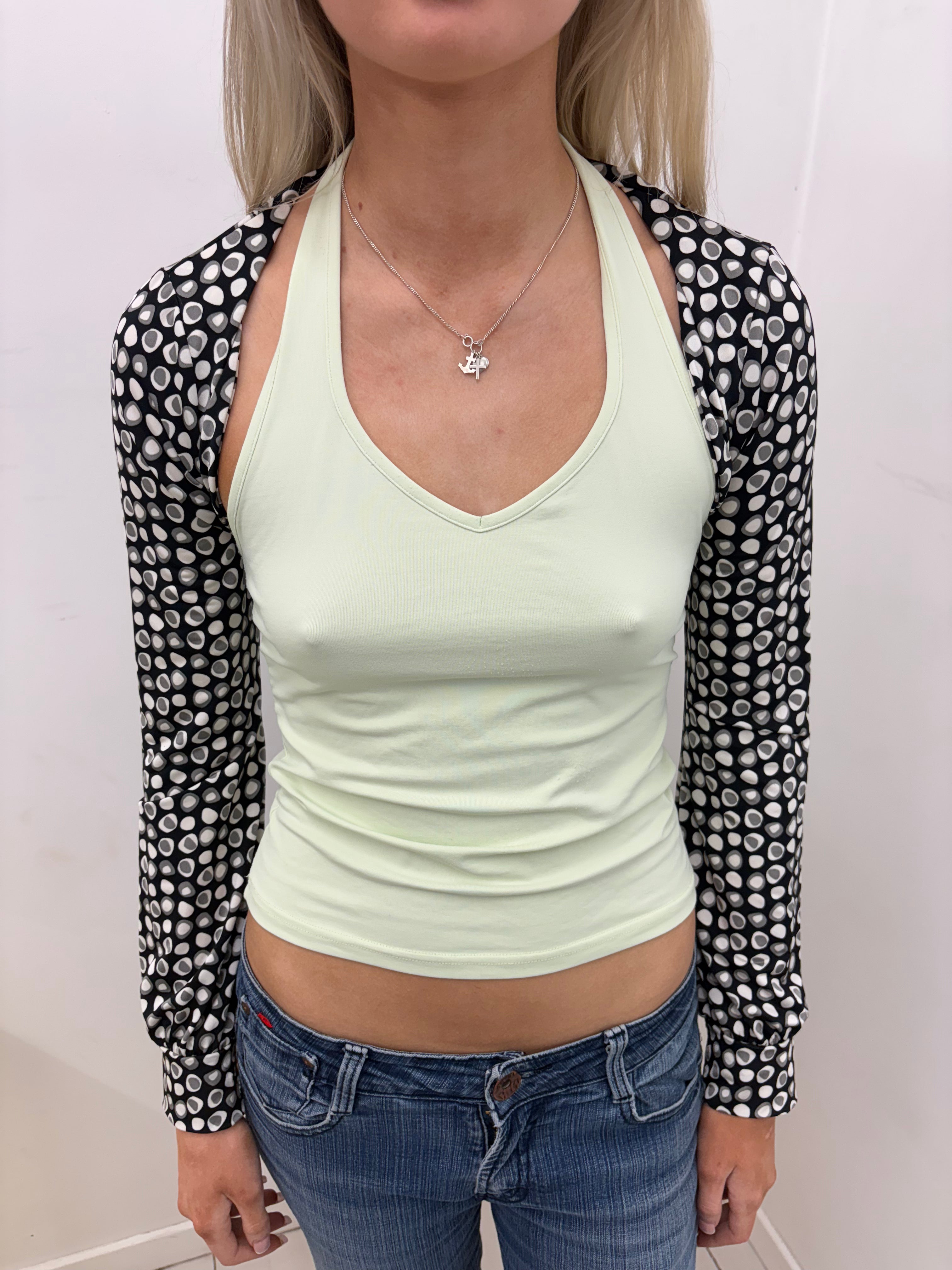 Black & White Polka Dot Cropped Bolero Shrug