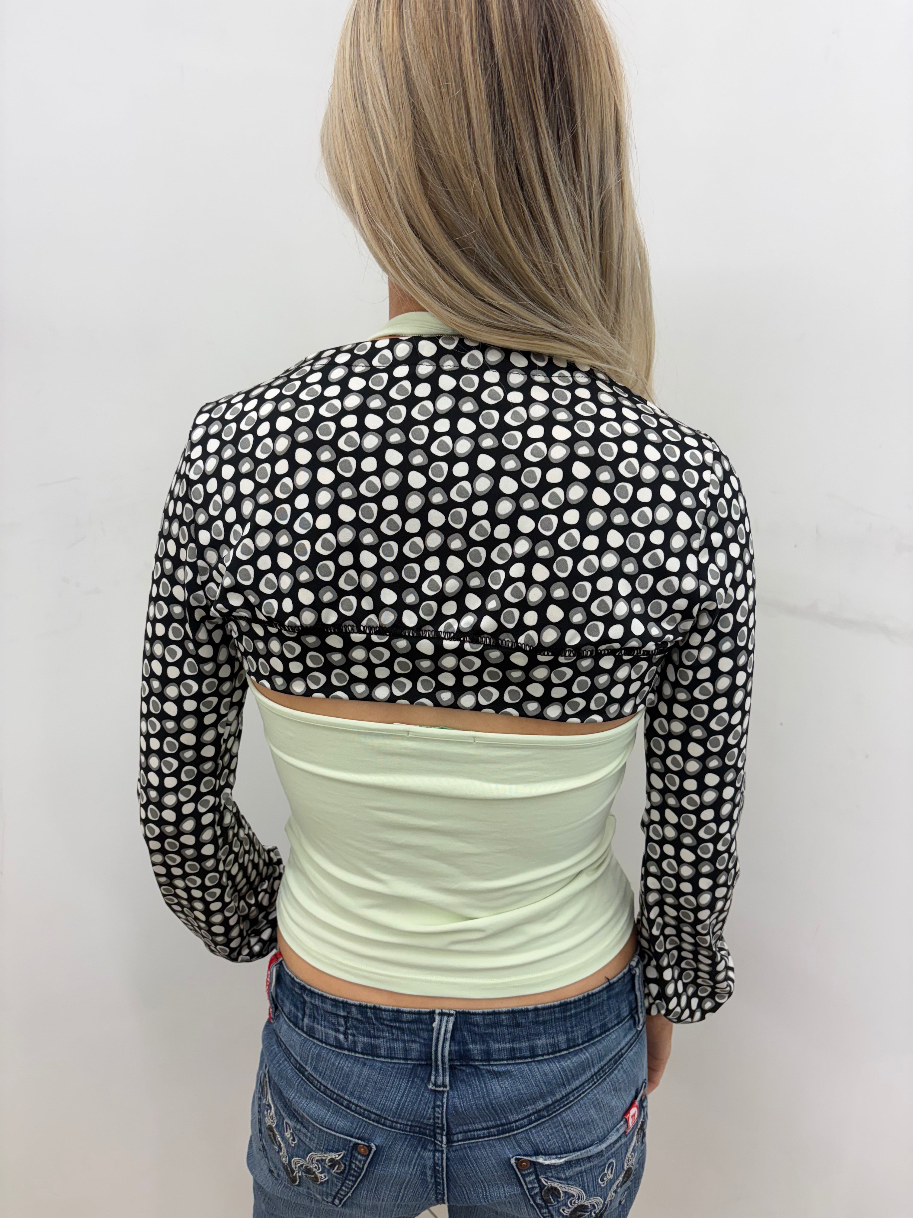 Black & White Polka Dot Cropped Bolero Shrug