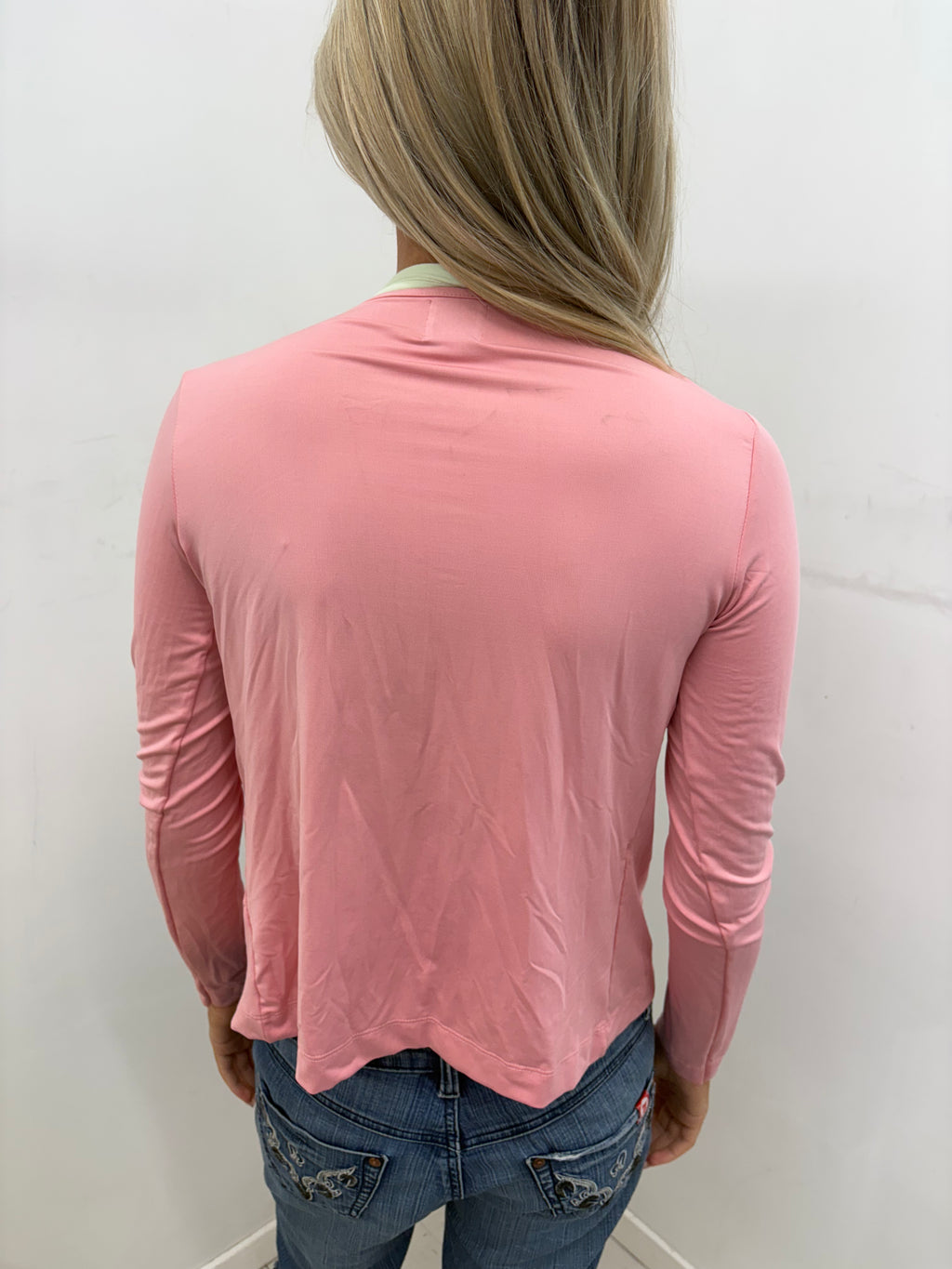 Pink Wrap-Tie Cardigan with Long Sleeves