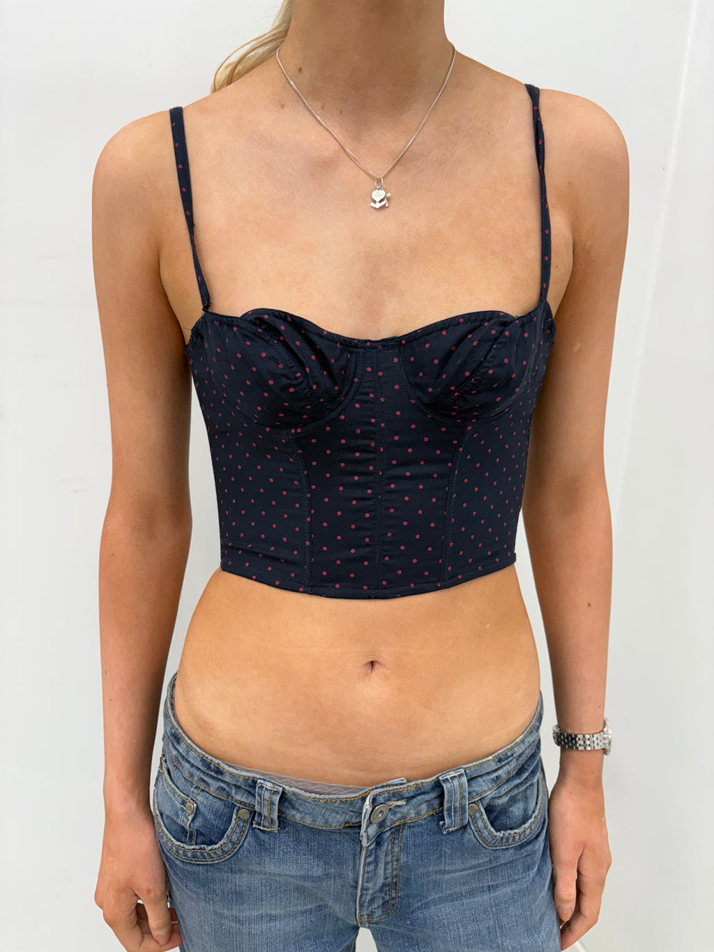 Black Polka Dot Corset Top