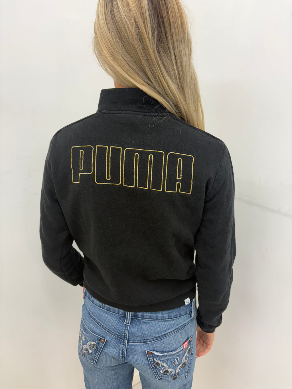 Black Puma Track Jacket with Gold Logo