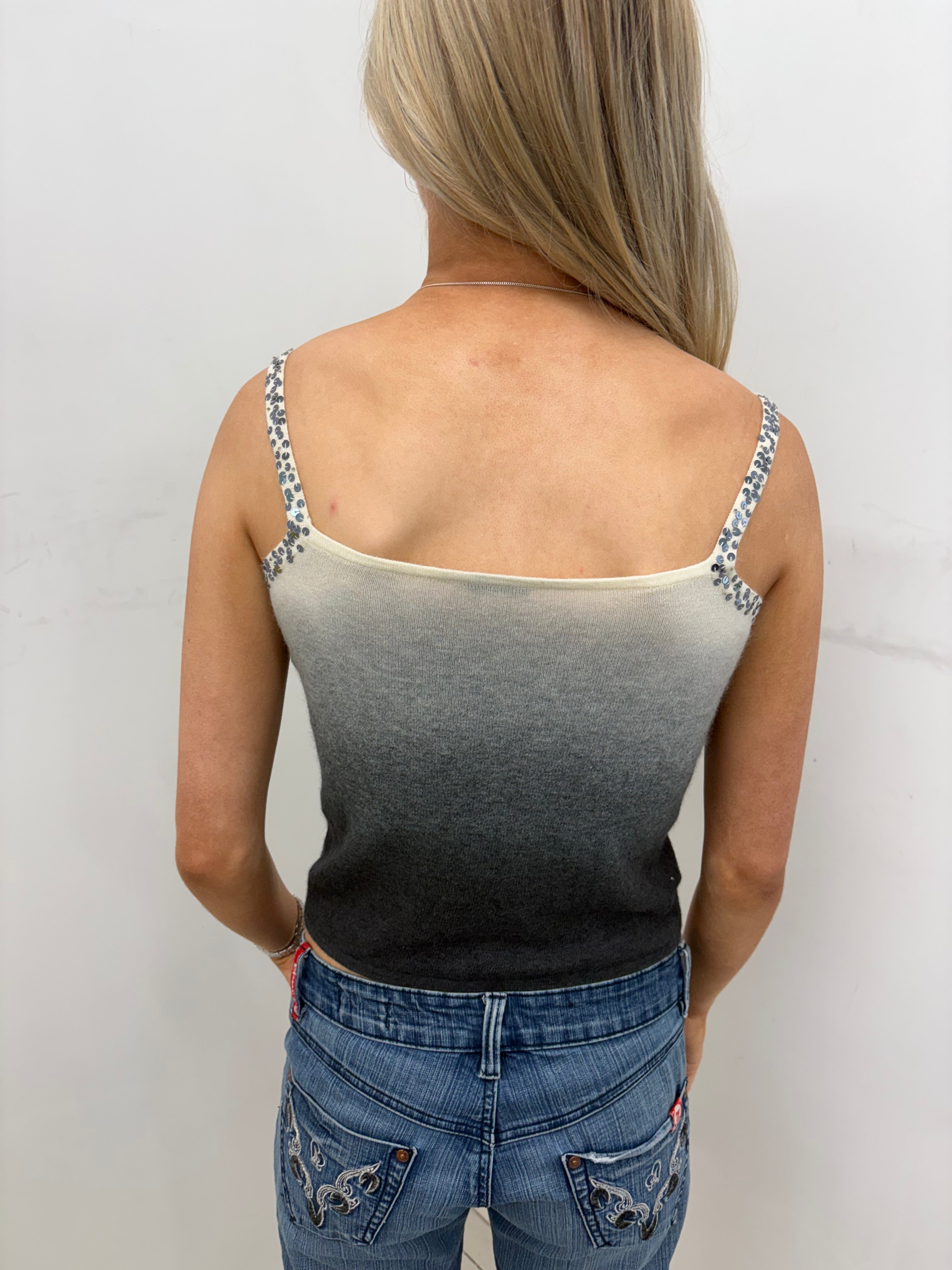 Ombre Sequin Knit Cami in Grey