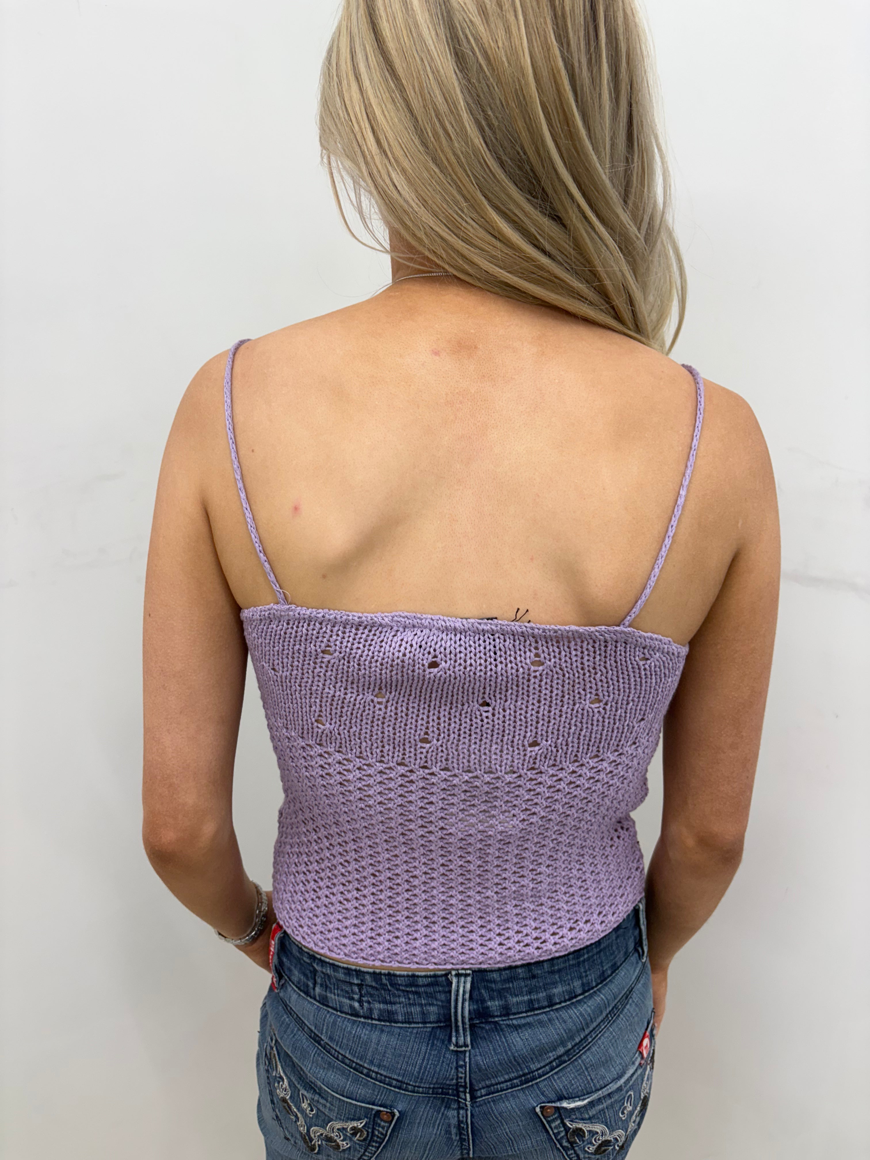 Lilac Crochet Knit Cami Top