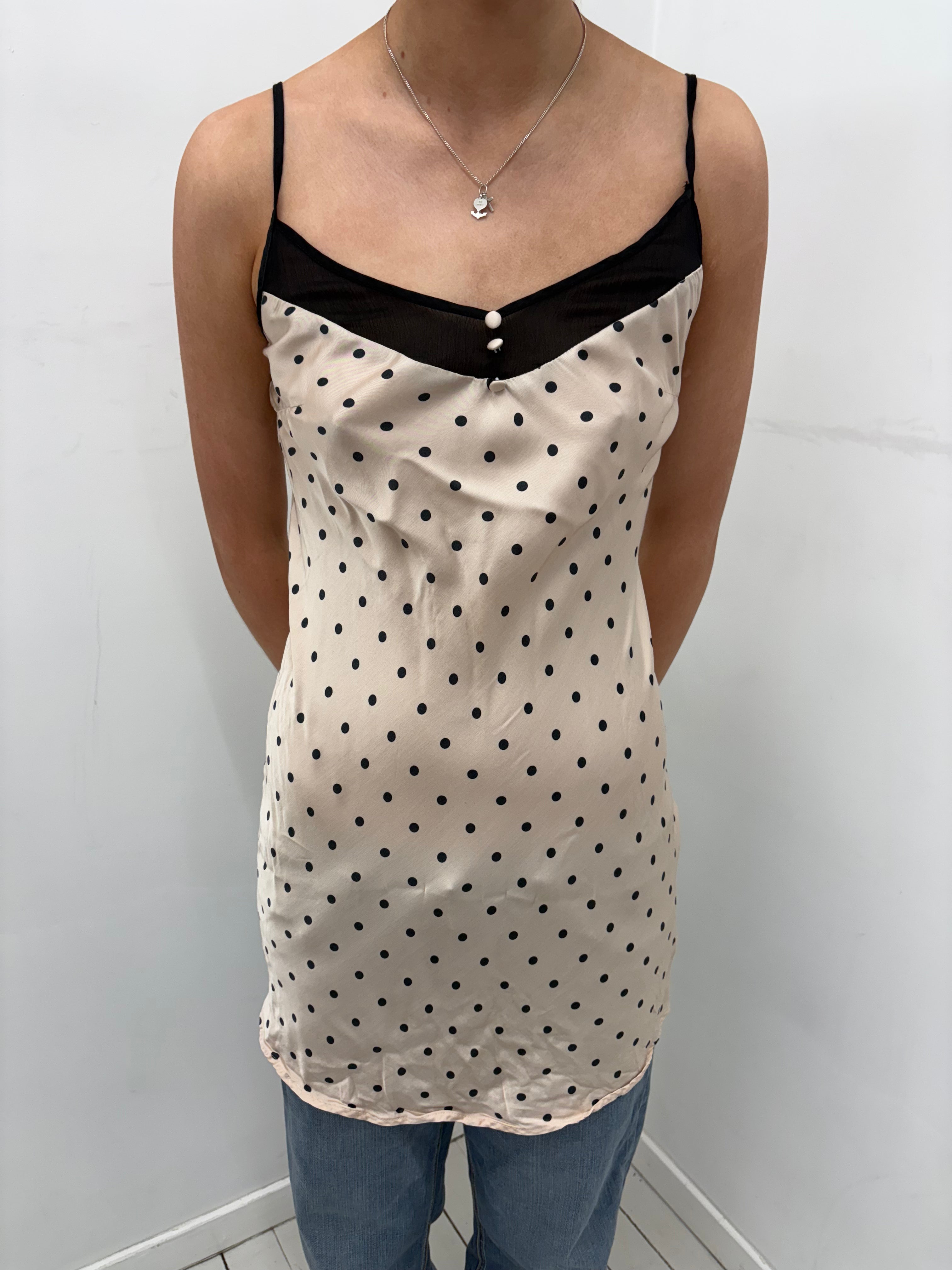 Polka Dot Satin Slip Top