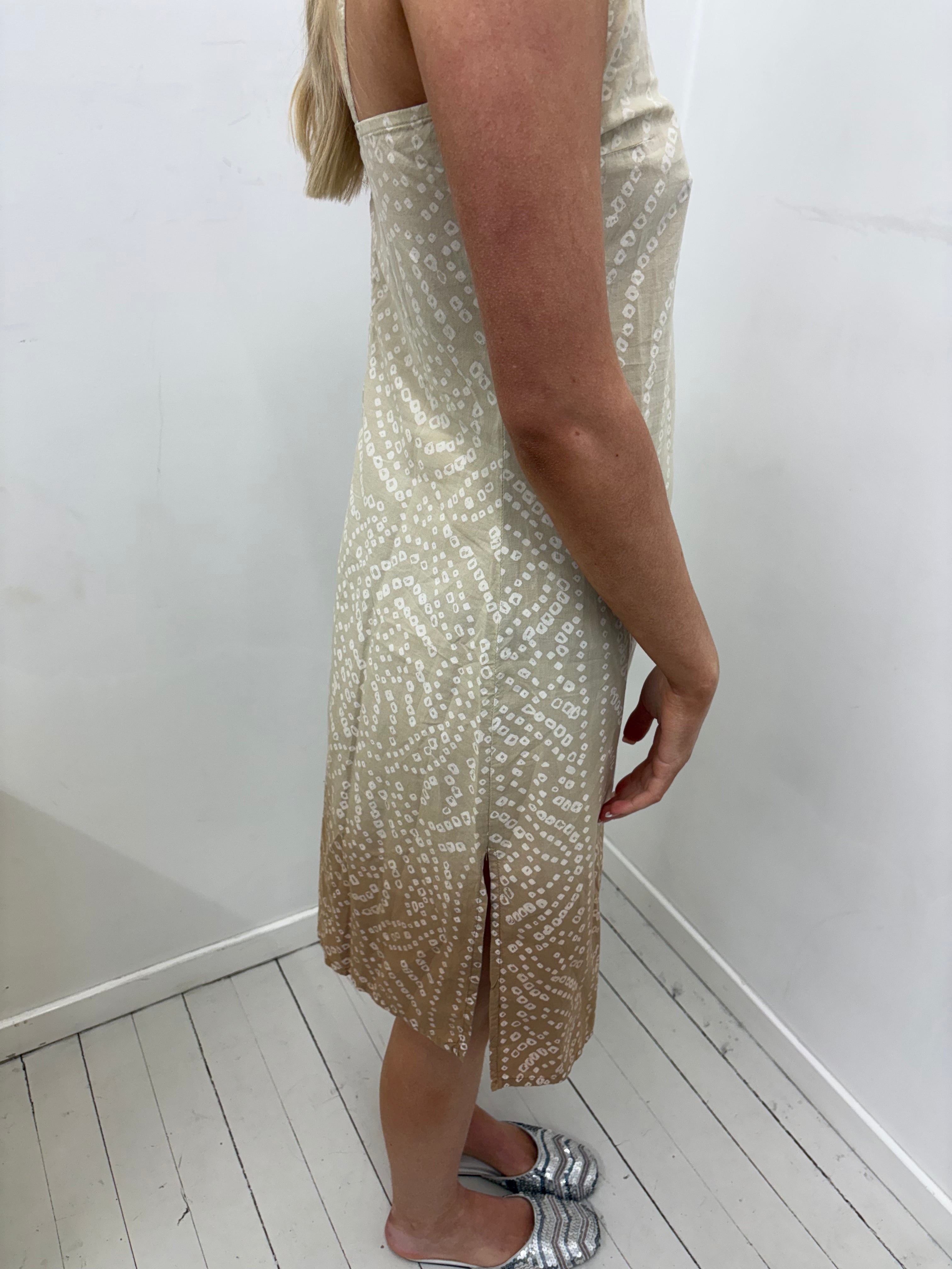 Beige Ombre Print Midi Slip Dress