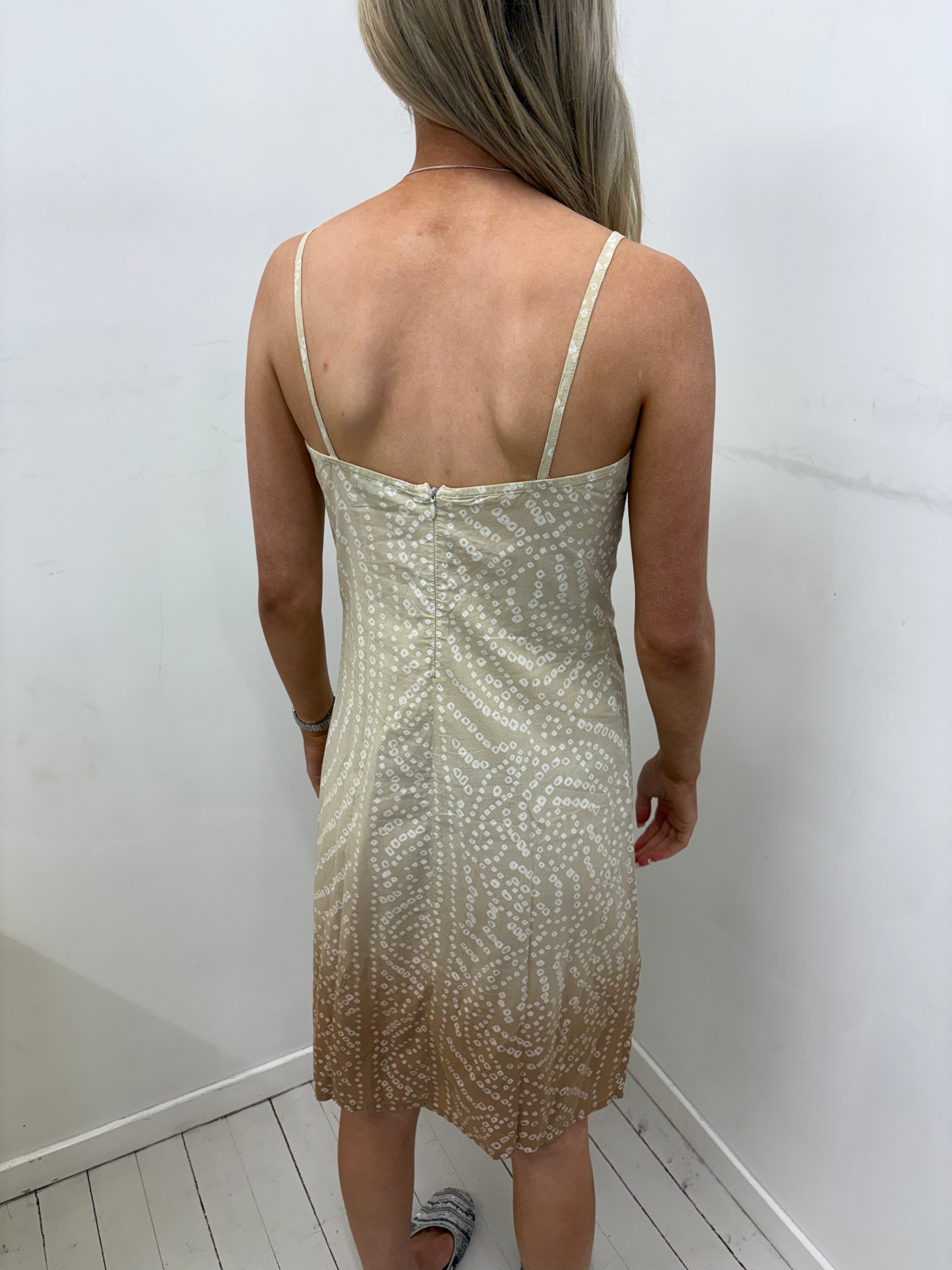 Beige Ombre Print Midi Slip Dress