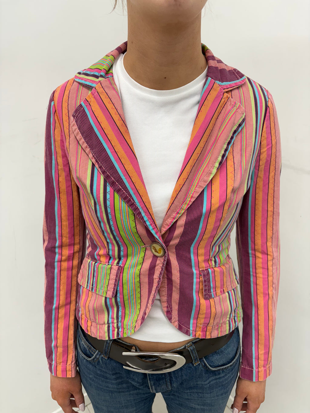 Colorful Striped Fitted Blazer