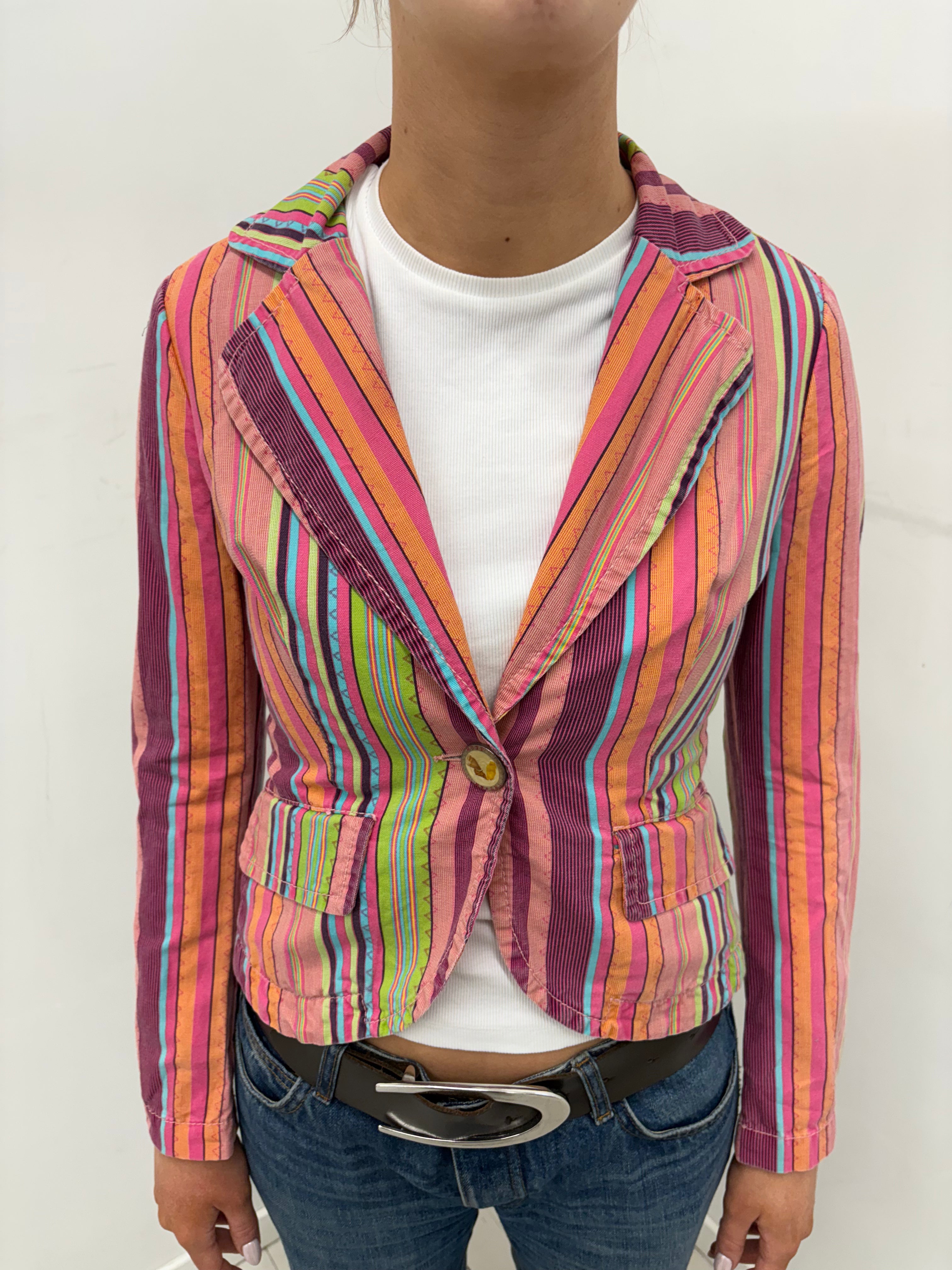 Colorful Striped Fitted Blazer
