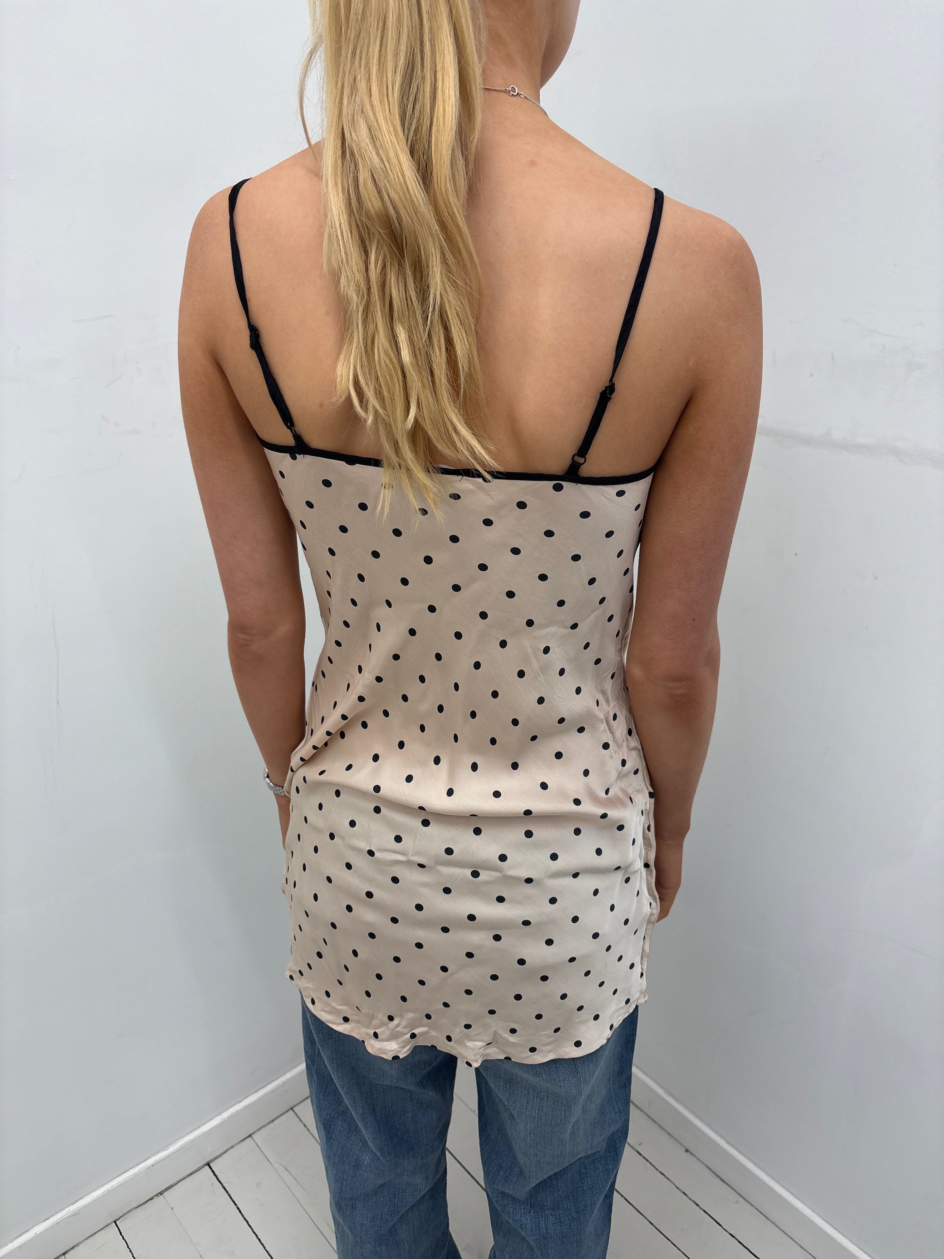 Polka Dot Satin Slip Top