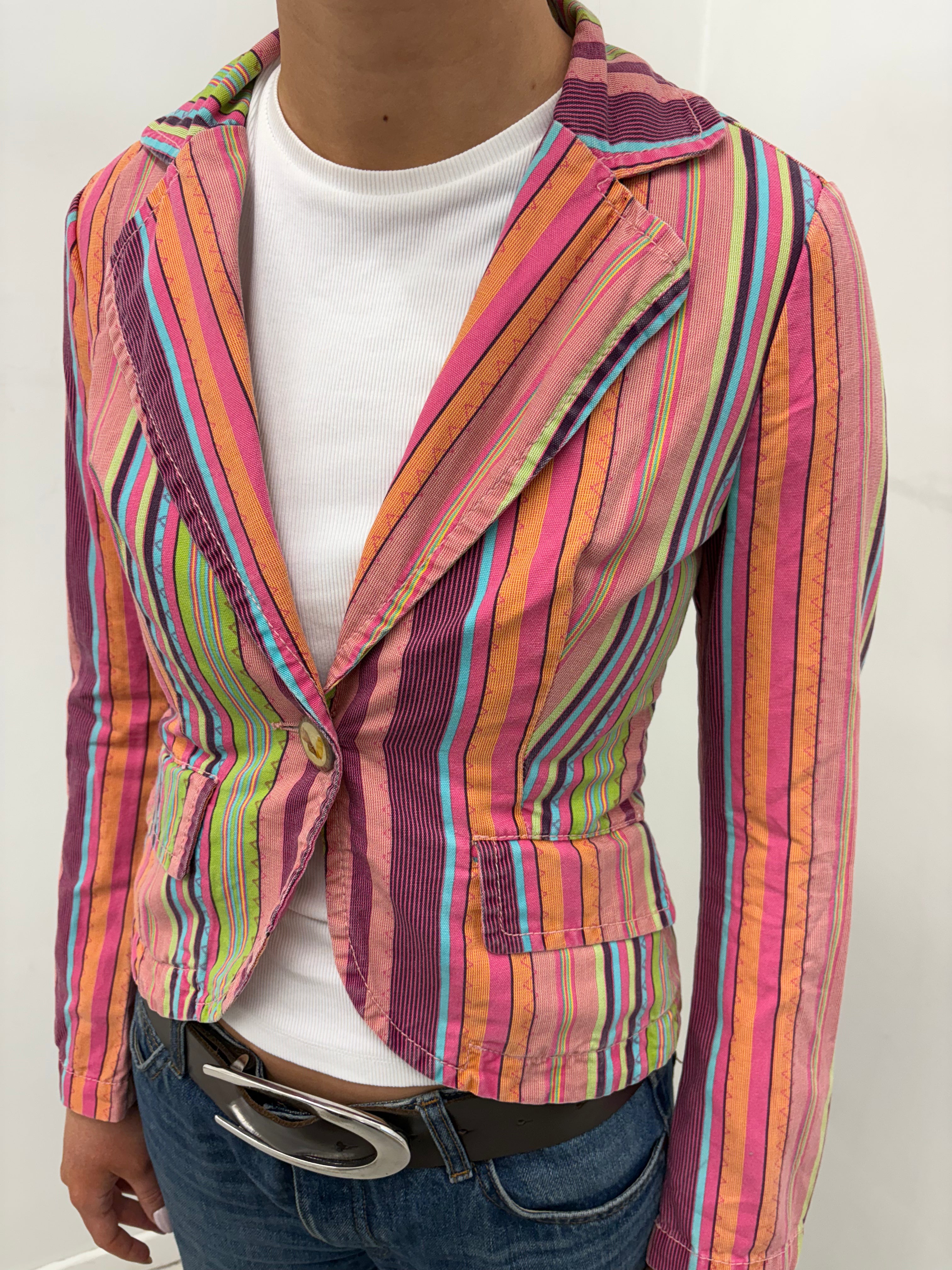 Colorful Striped Fitted Blazer