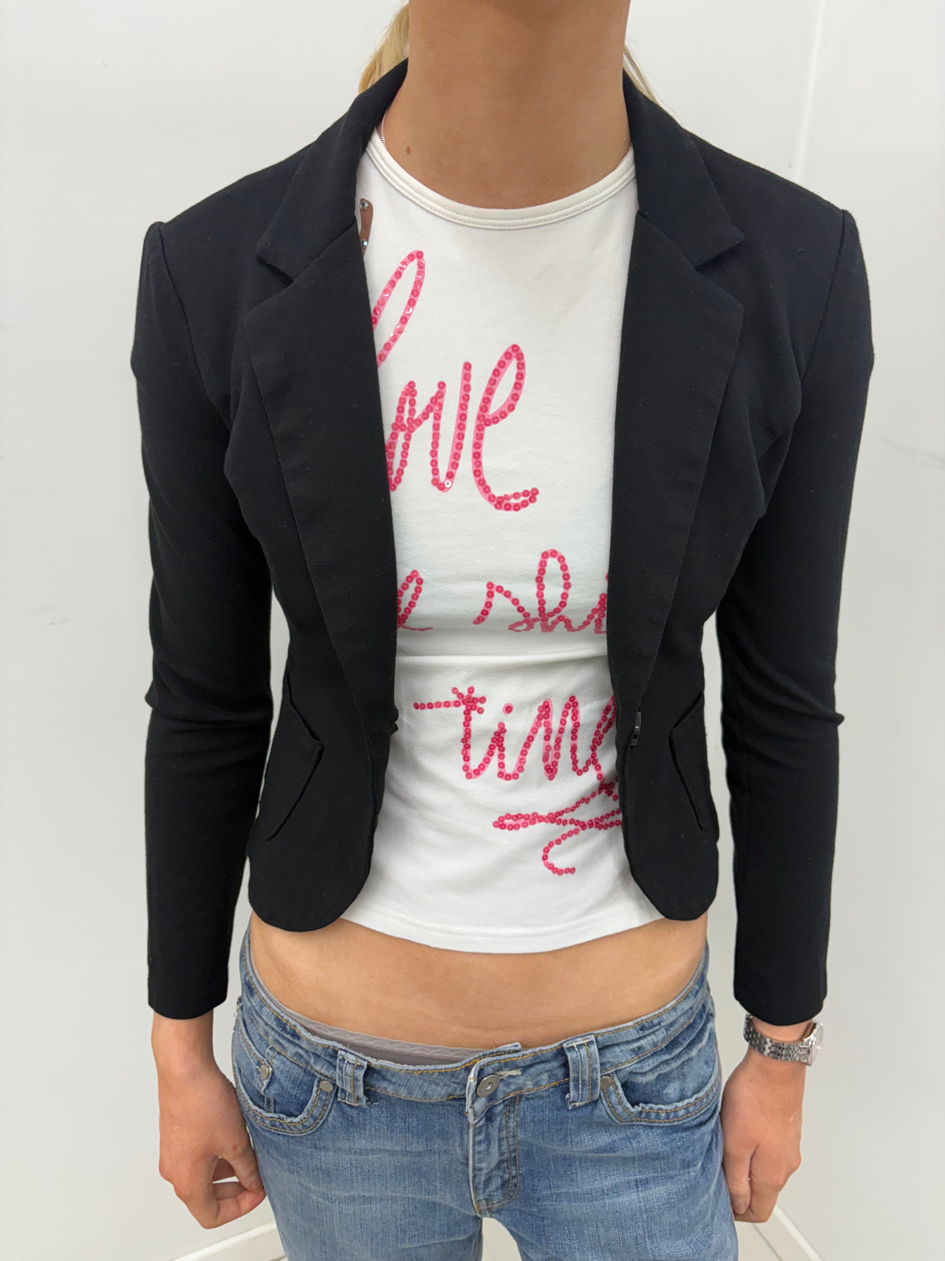 Y2K Black Cropped Fitted Blazer
