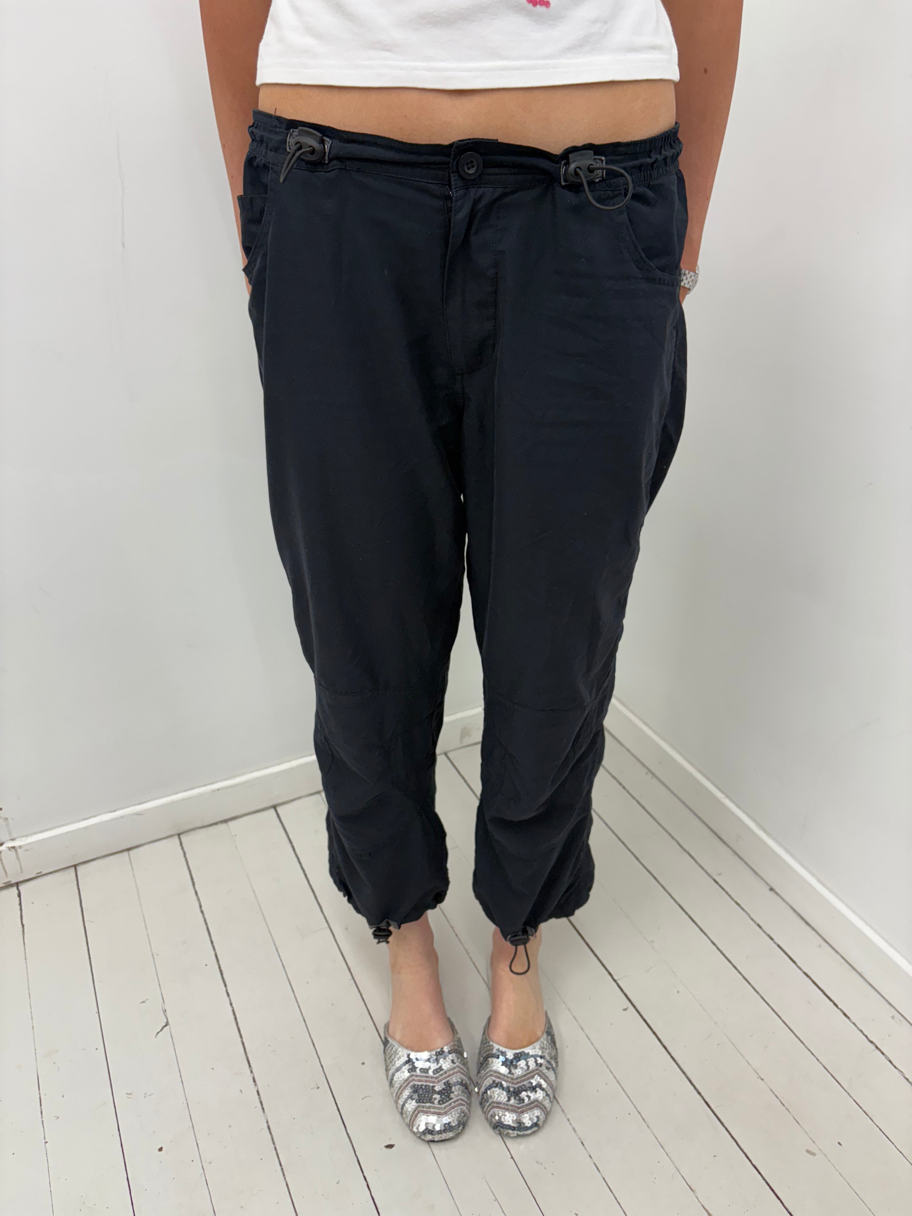 Black Cropped Utility Cargo Pants