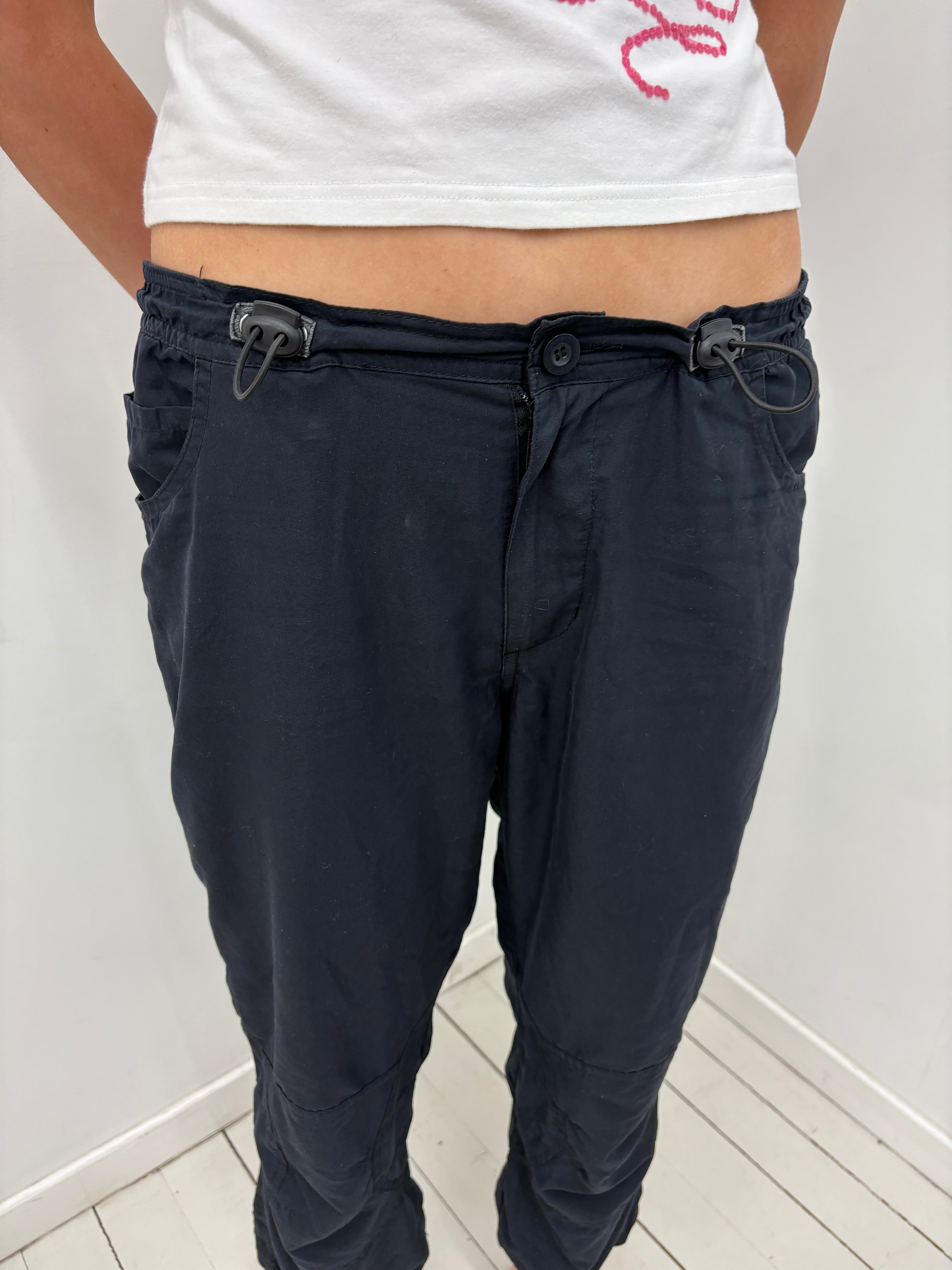 Black Cropped Utility Cargo Pants