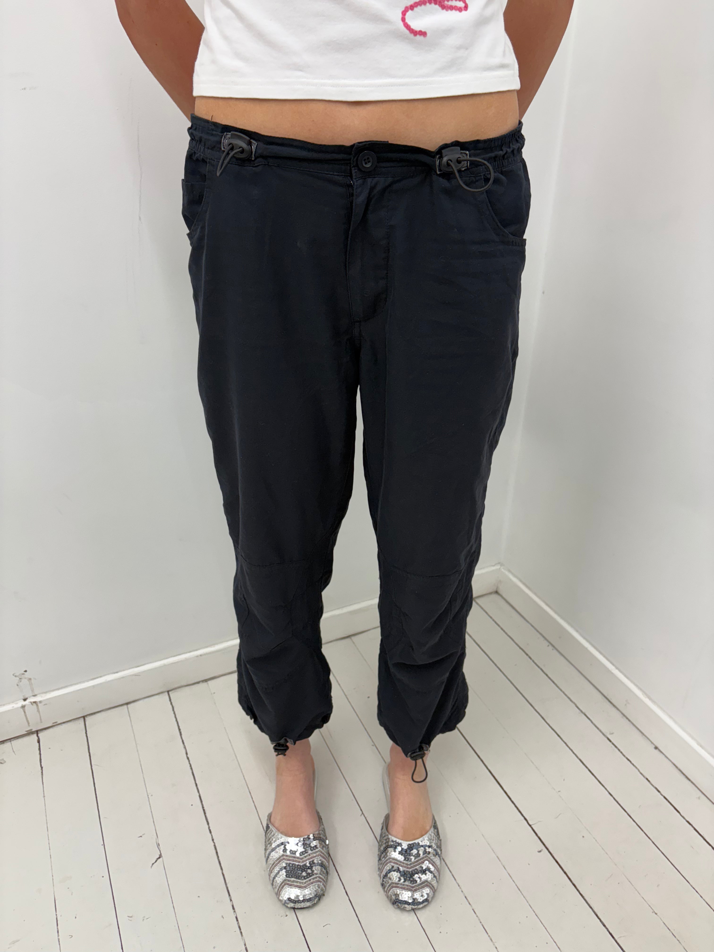 Black Cropped Utility Cargo Pants