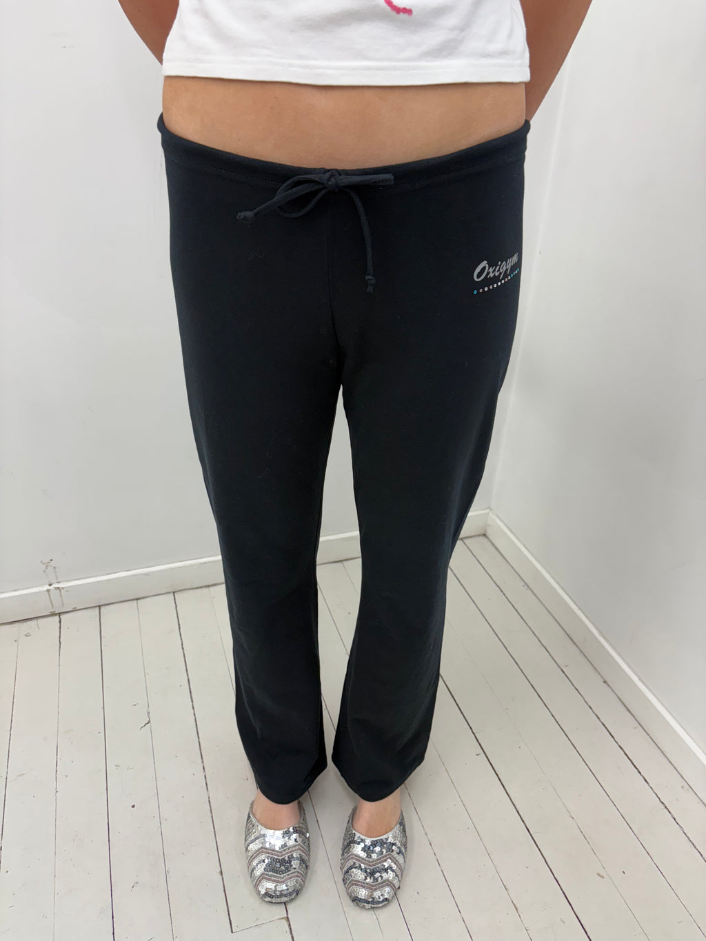 Black Flared Drawstring Sweatpants