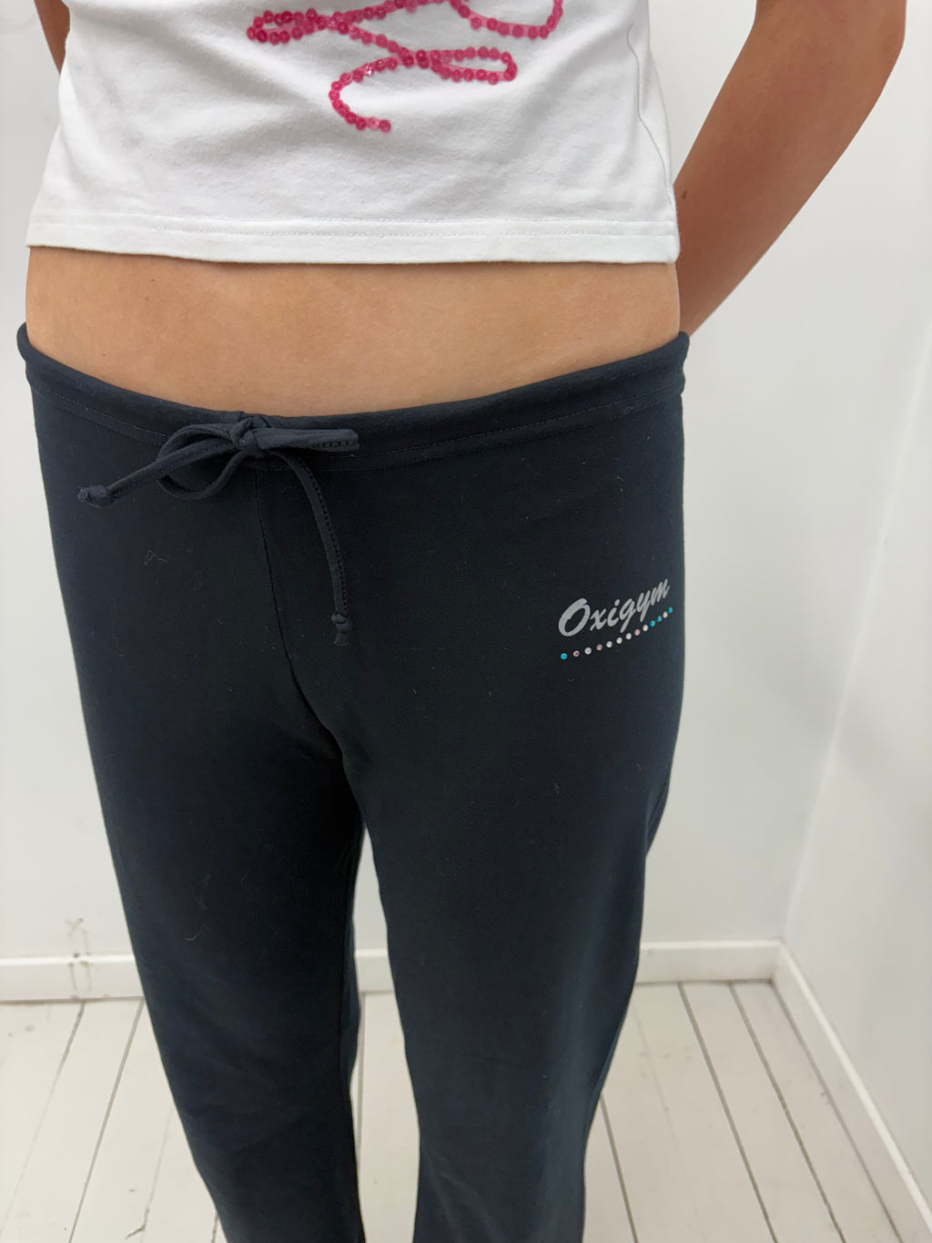 Black Flared Drawstring Sweatpants