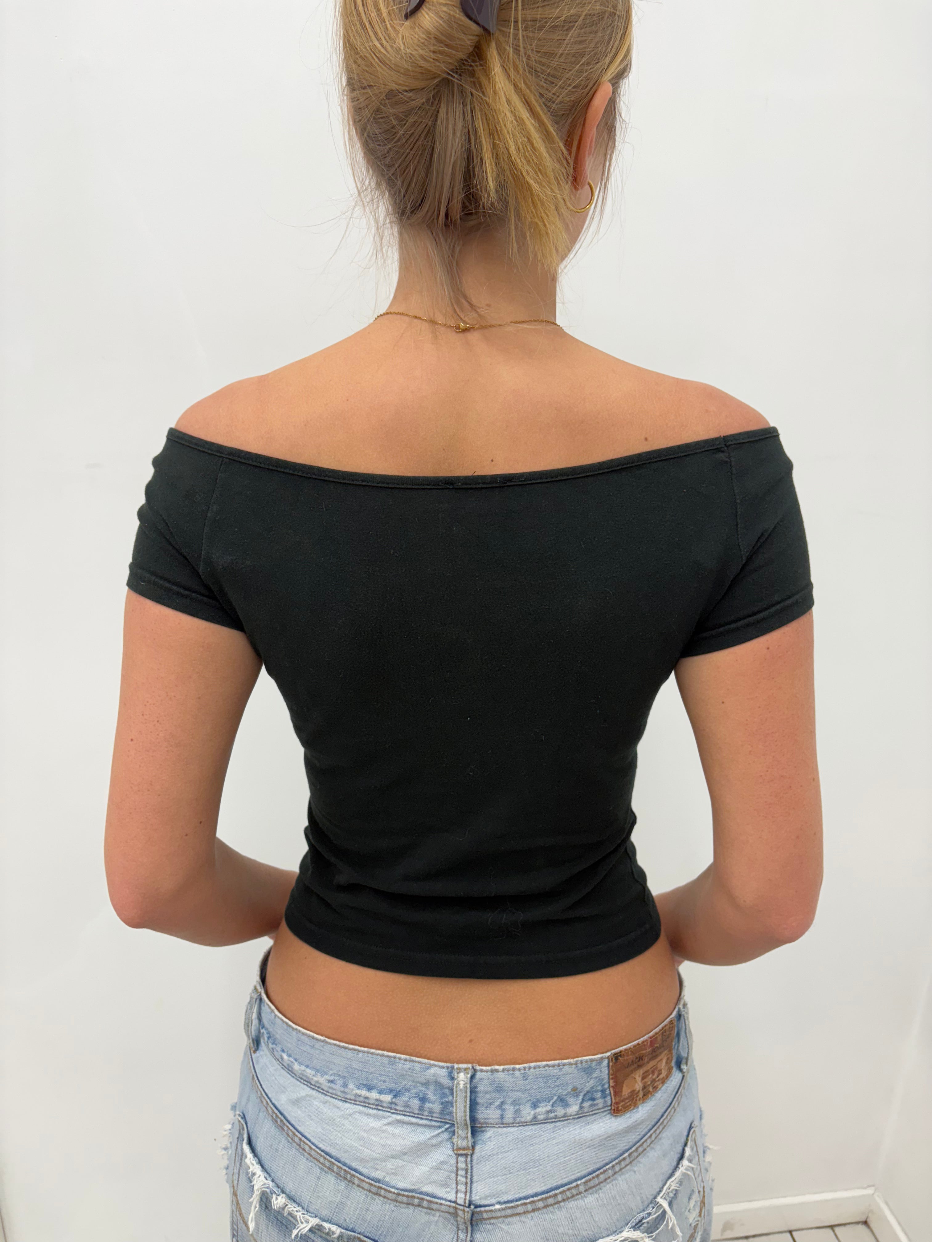 Tropical Rhinestone Off-Shoulder Top