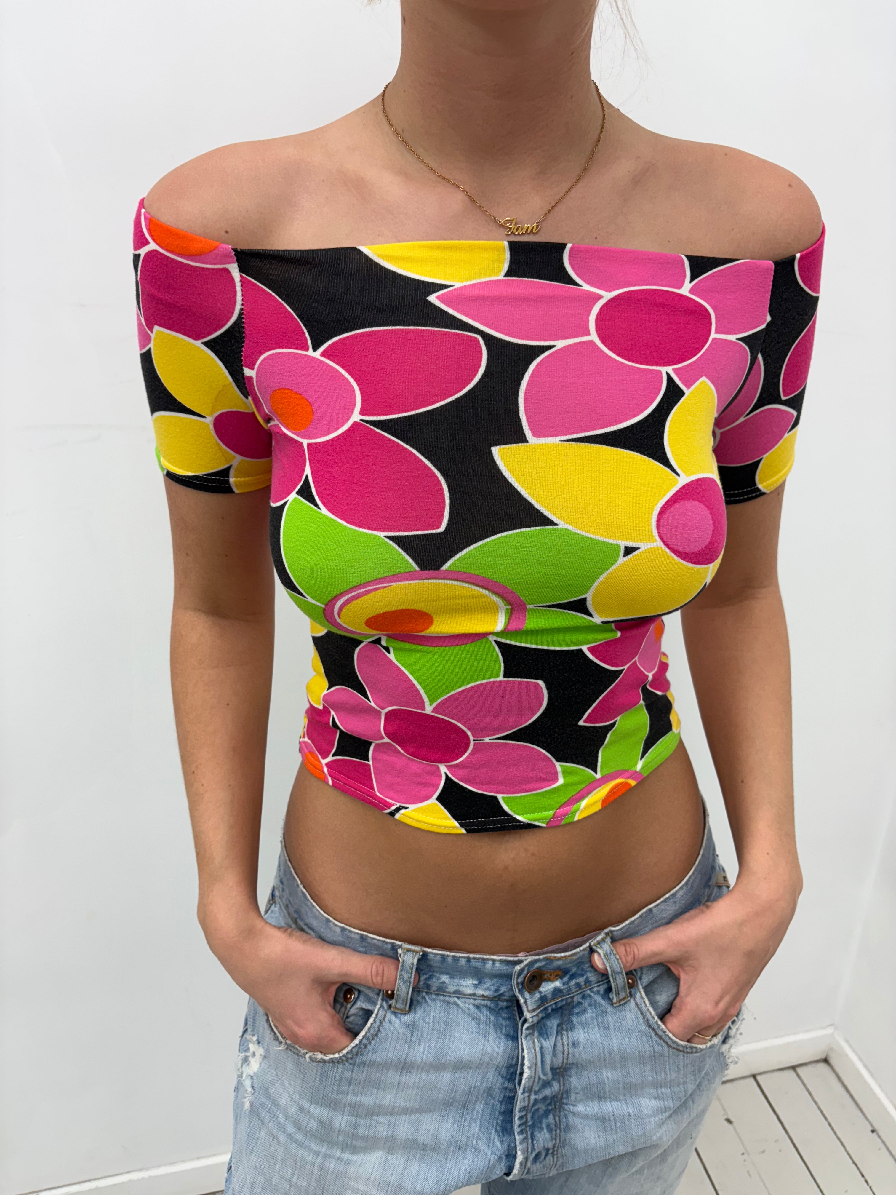 Floral Off-Shoulder Stretch Top