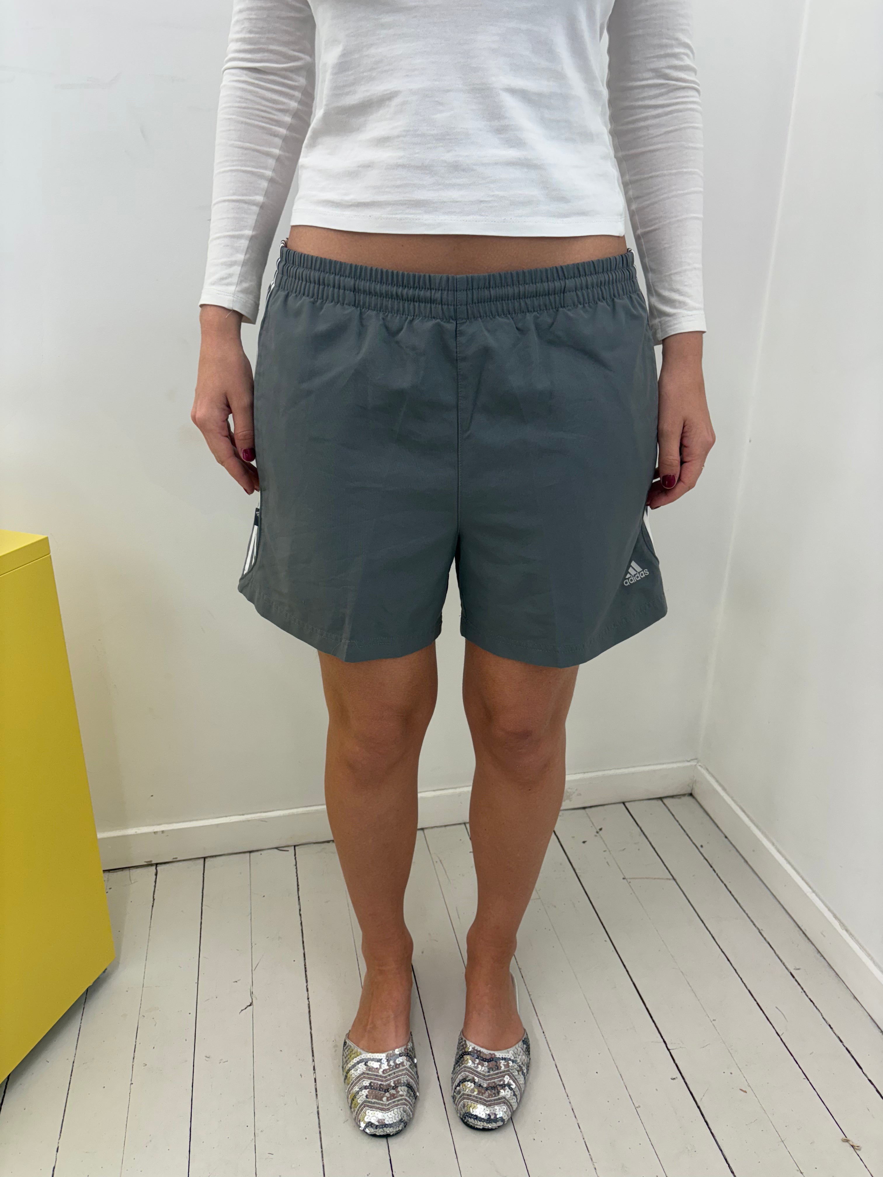 Adidas Grey Three-Stripe Elasticated Waist Shorts