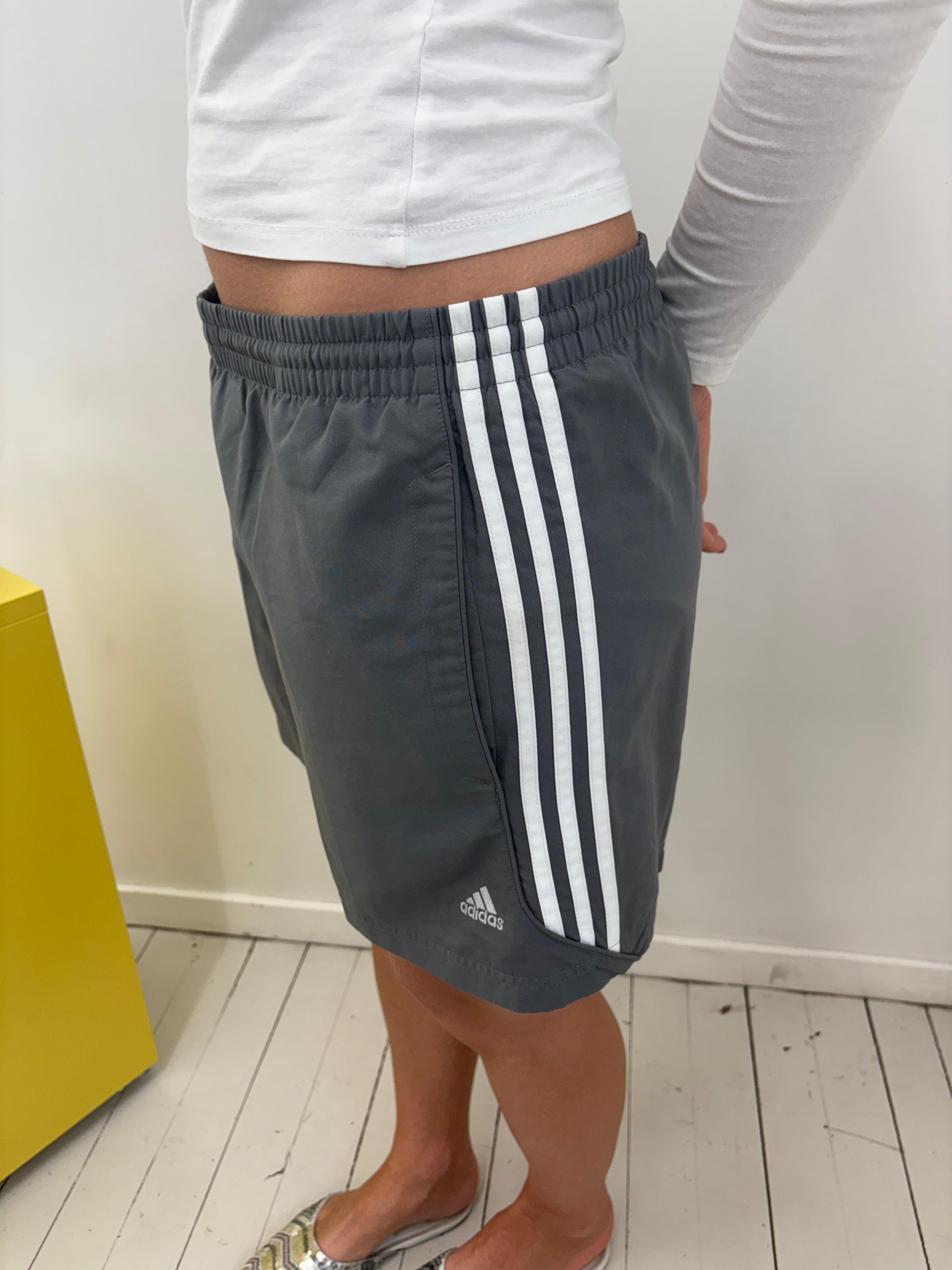 Adidas Grey Three-Stripe Elasticated Waist Shorts
