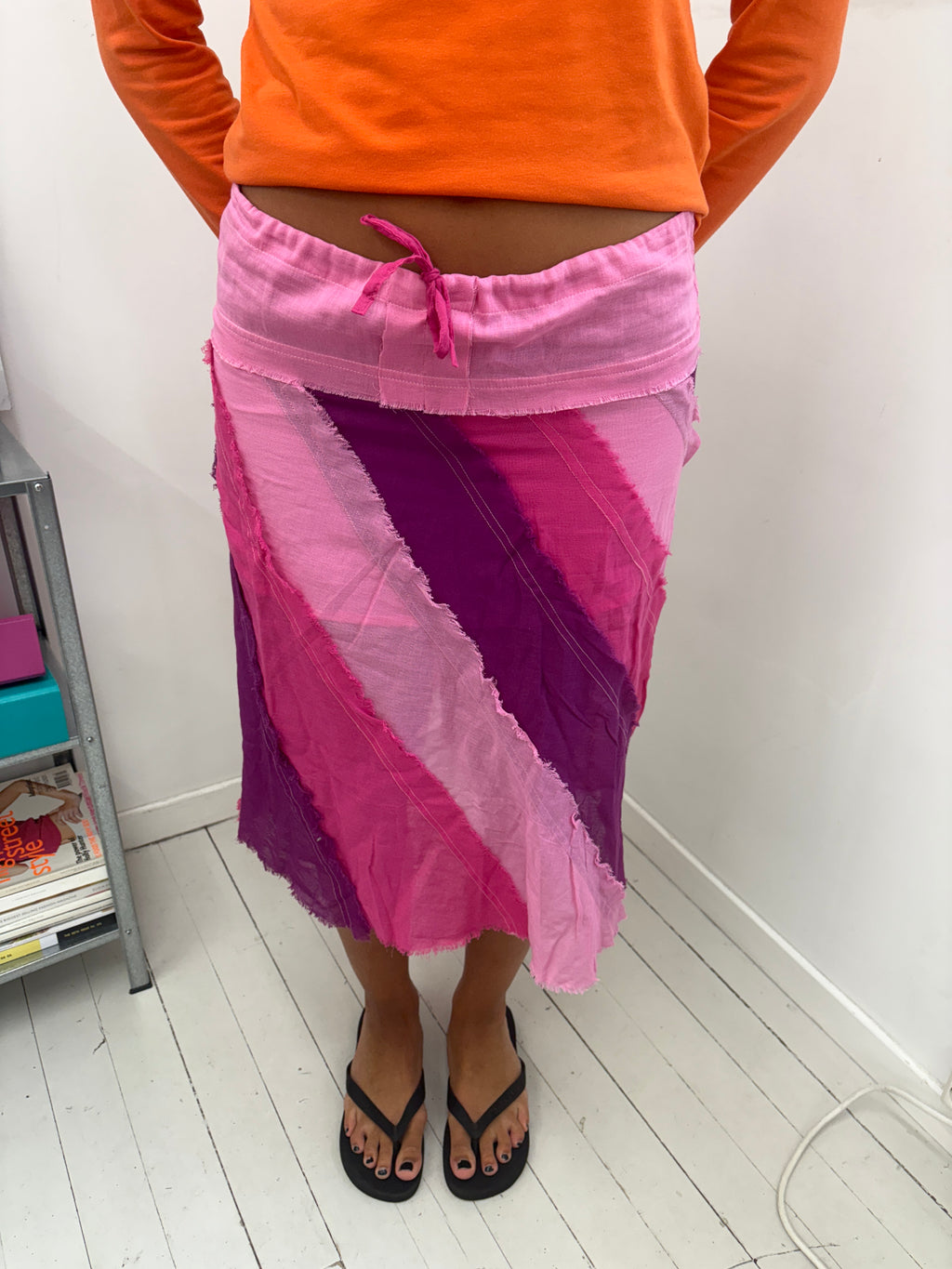 Pink Purple Patchwork Wrap Skirt