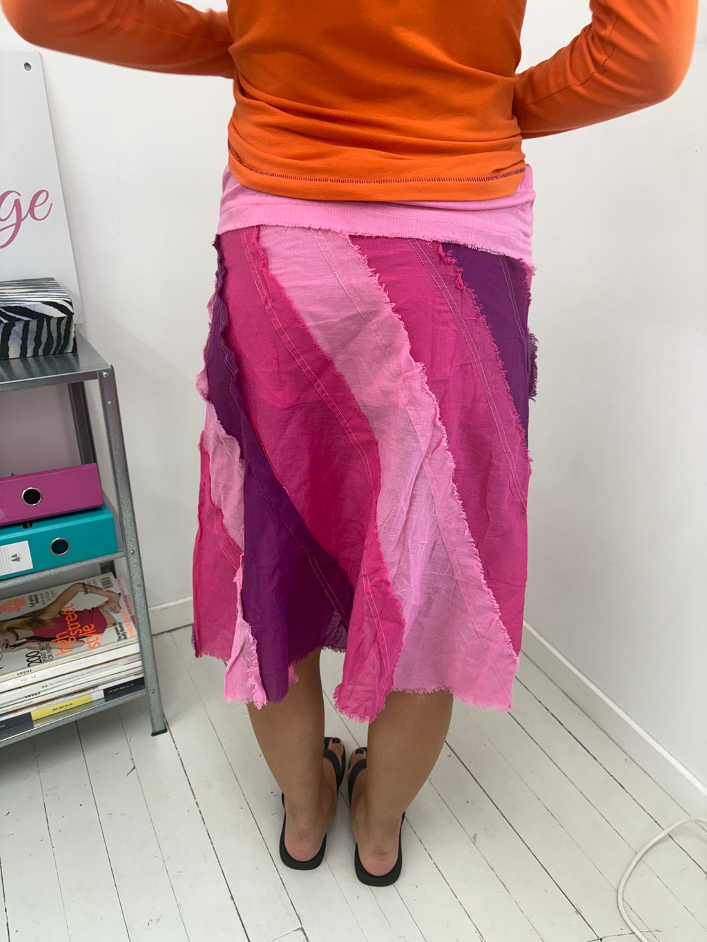 Pink Purple Patchwork Wrap Skirt