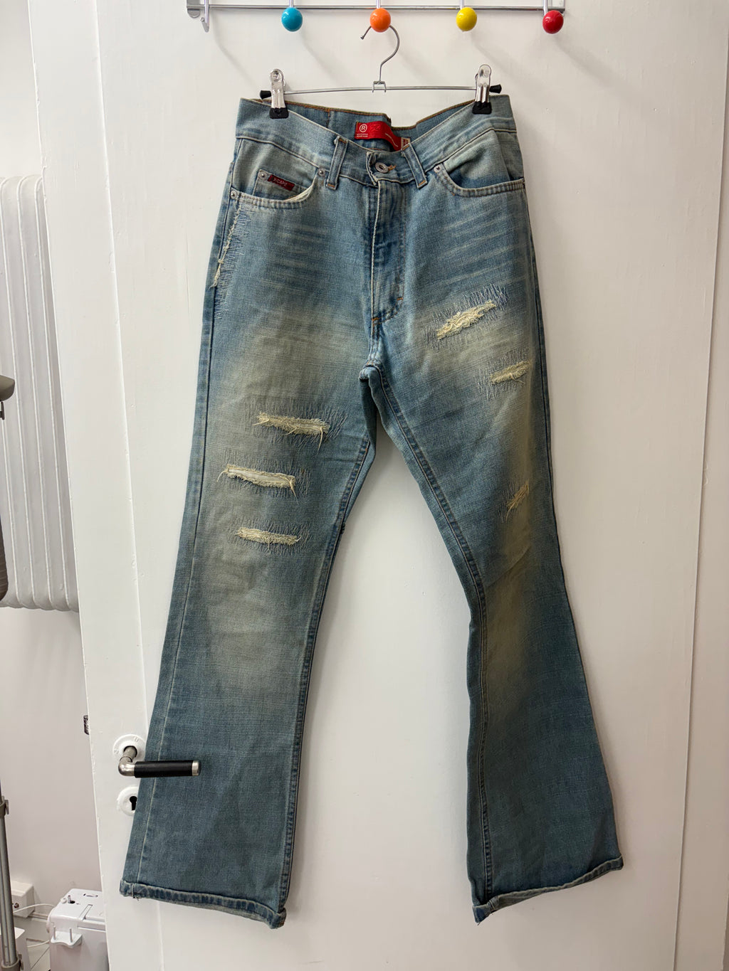 Y2K Distressed Light Wash Flared Jeans