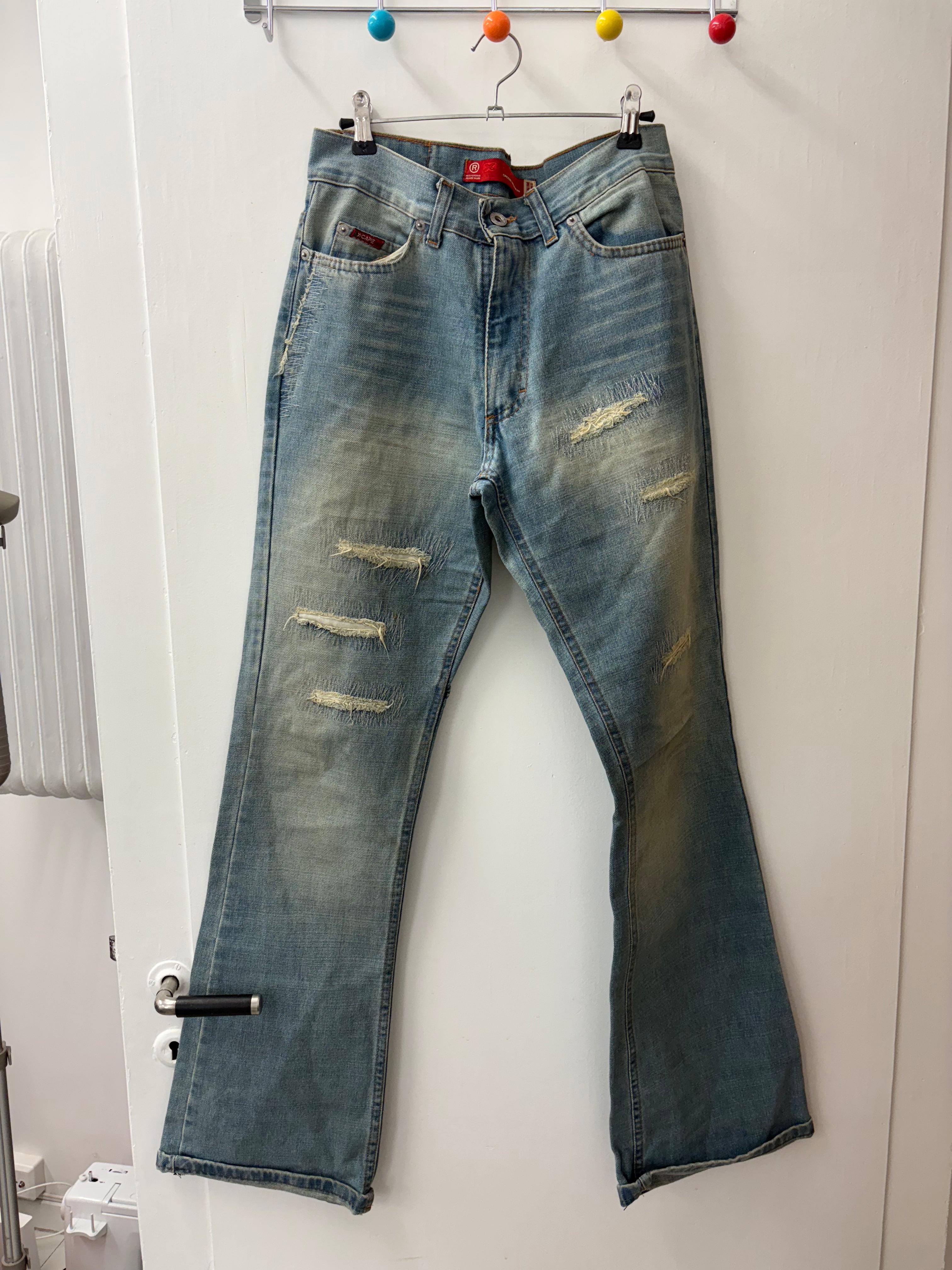 Y2K Distressed Light Wash Flared Jeans