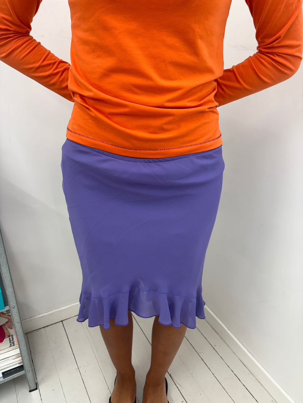 Purple Mermaid Hem Midi Skirt