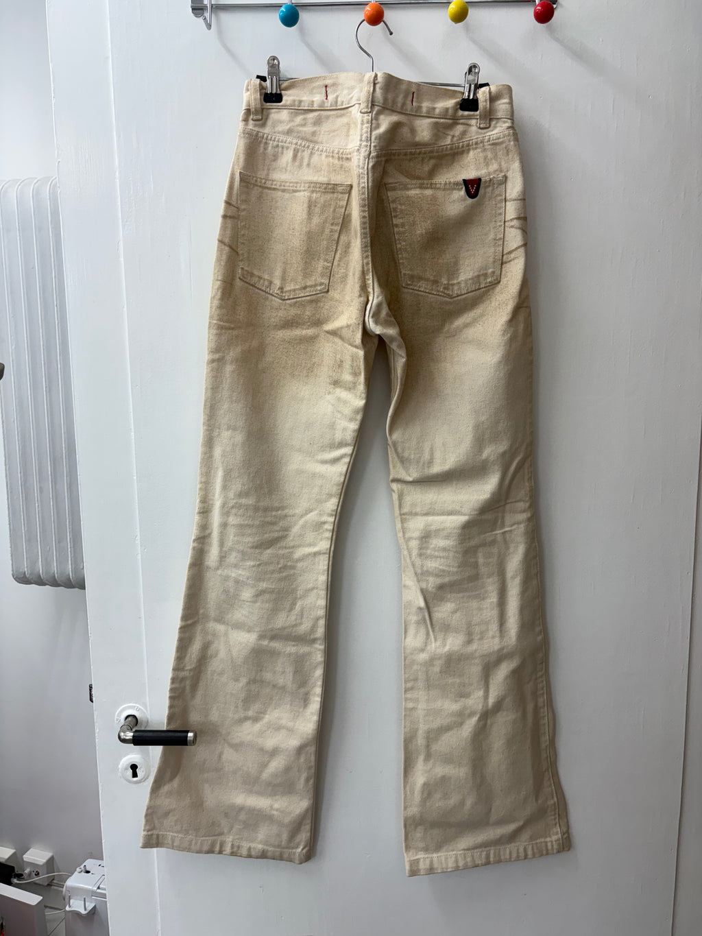 Y2K Cream Low-Rise Flared Jeans