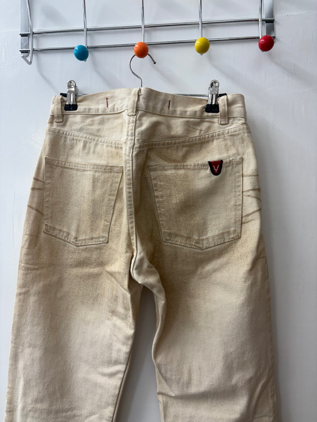Y2K Cream Low-Rise Flared Jeans