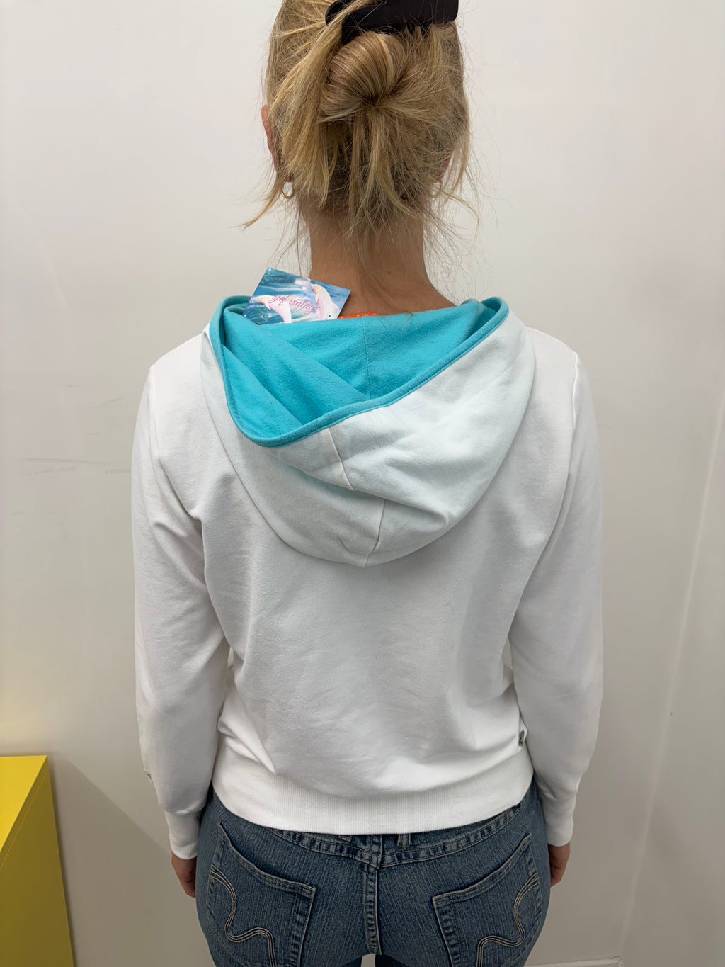Nike White Hoodie Teal Wave Graphic Print